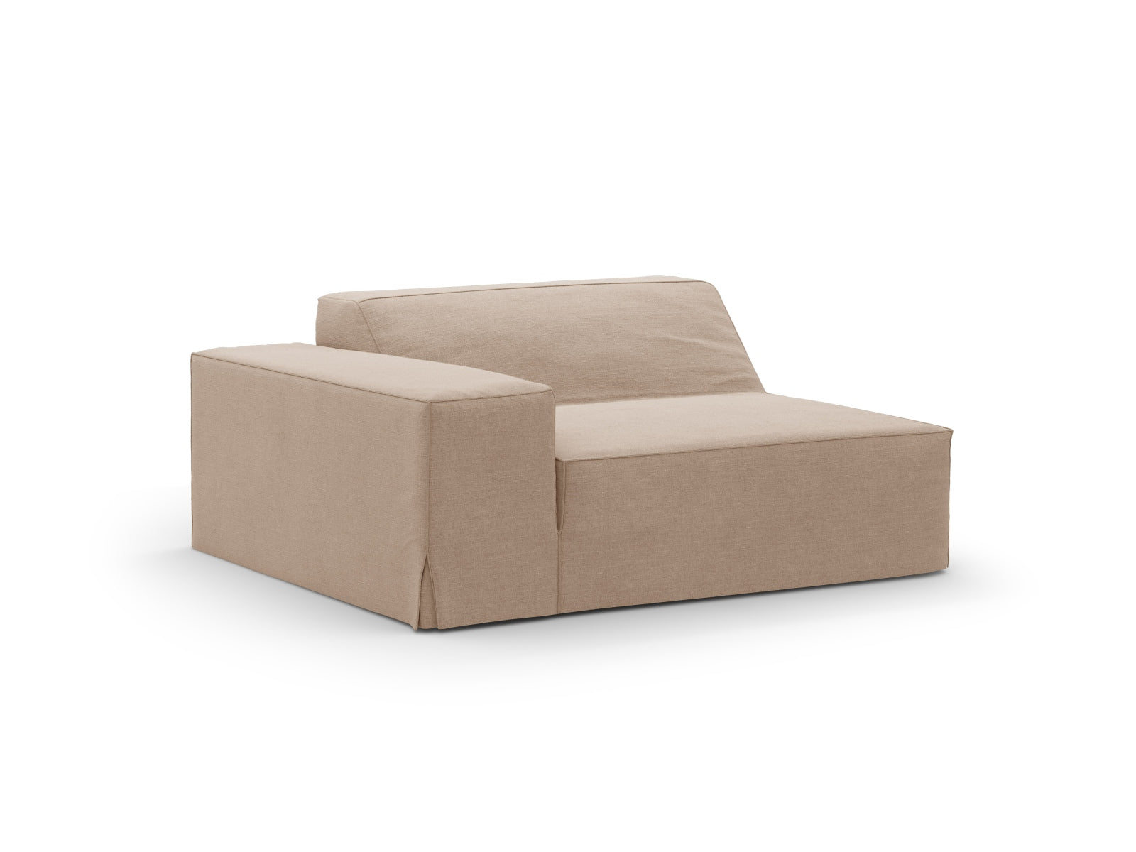 Eleganter 1-Sitzer Jodie Modul links in warmen Erdtönen, ideal für stilvolle Wohnräume und entspannende Ecken.