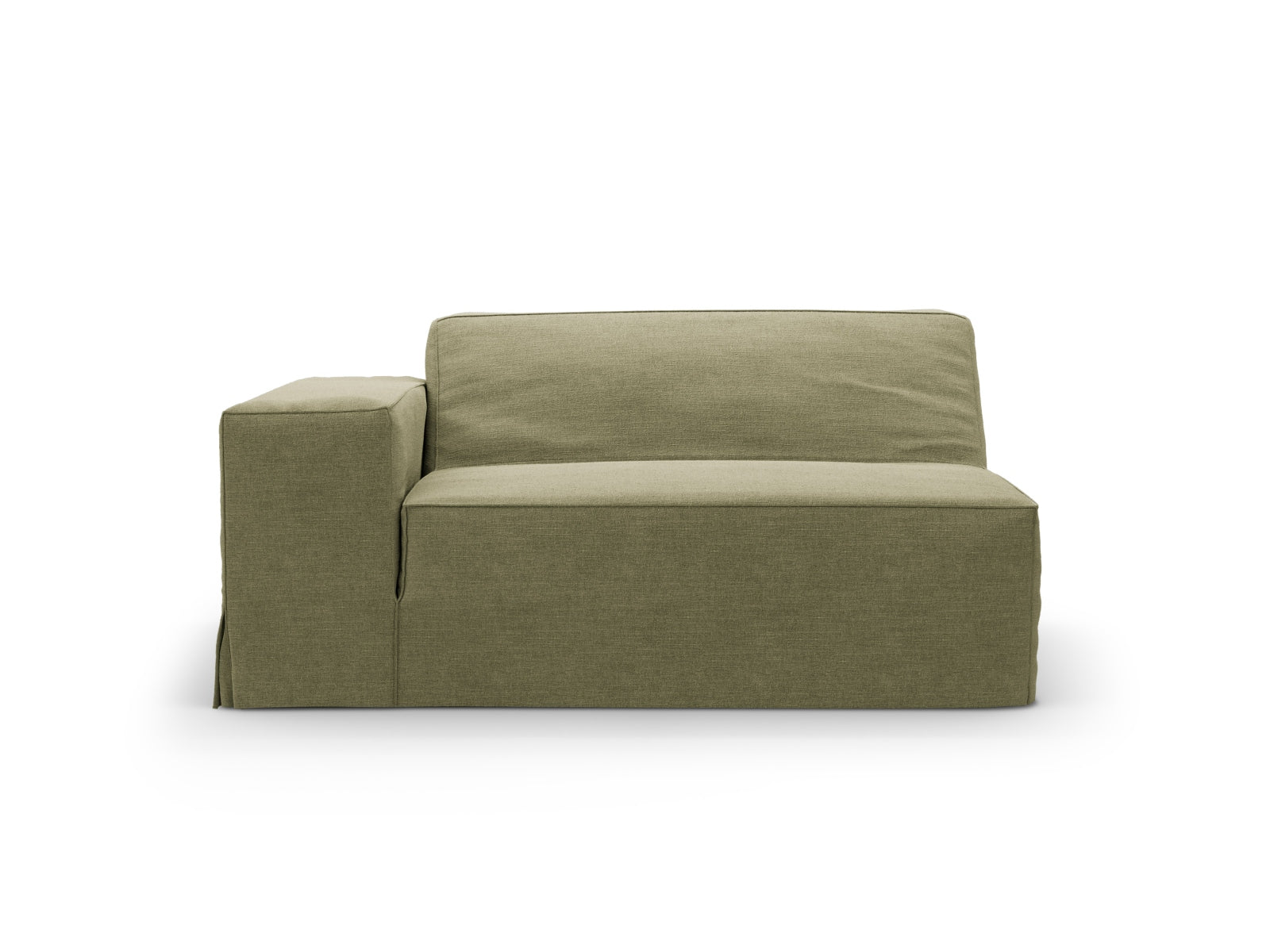 Stylischer Jodie Modul links 1 Sitzer in zartem Mintgrün, perfekt für moderne Wohnkonzepte und gemütliche Entspannungsbereiche.