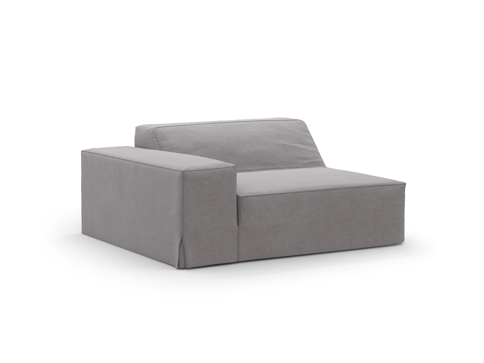 Eleganter Jodie Modul links 1 Sitzer in dezentem Grau, ideal für stilvolle Wohnräume und entspannende Lounge-Atmosphären.
