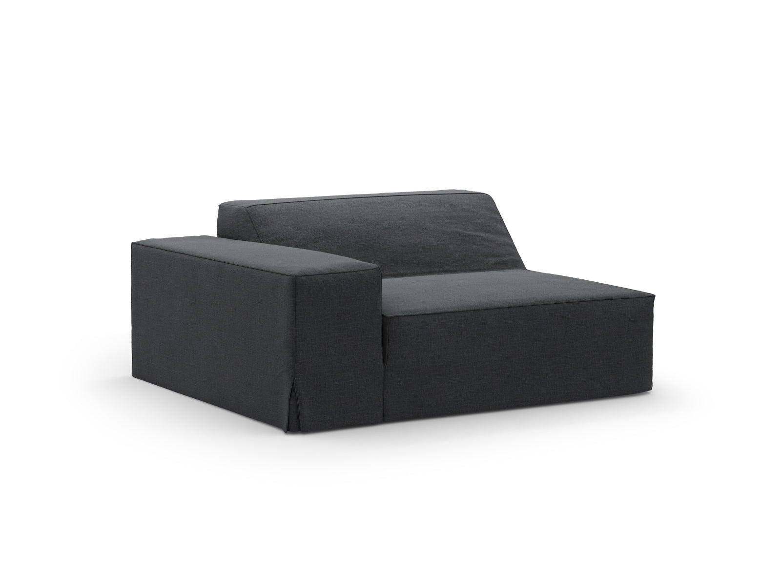 Eleganter Jodie Modul links 1 Sitzer in modernen Grautönen, ideal für flexible und stilvolle Einrichtungslösungen.