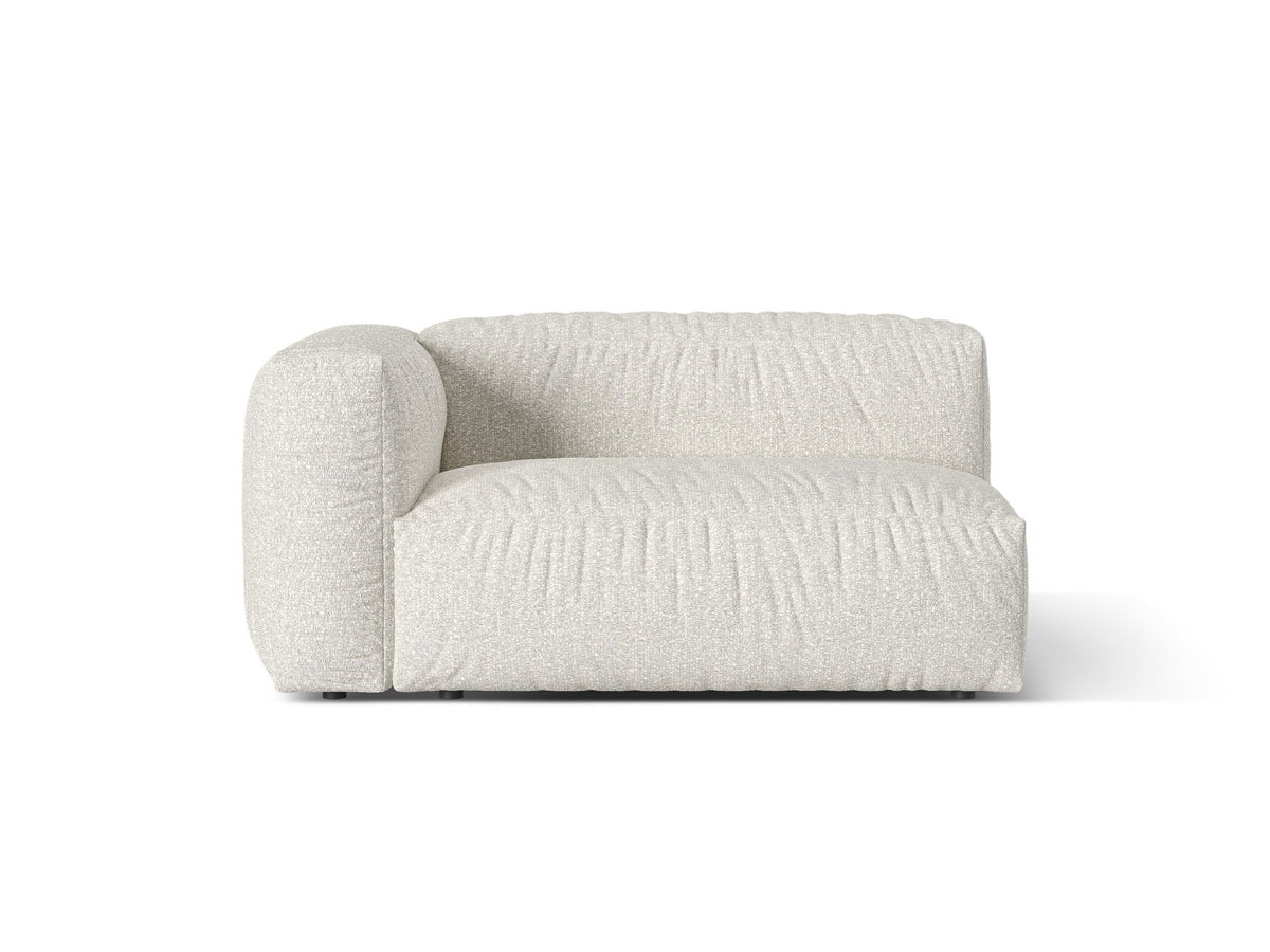 Martina Sofamodul Zweisitzer links von Micadoni in Grey Beige Melange-Monet Bouclé-Stoff mit schwarzen Kunststoffbeinen, Sitzbreite 130 cm.