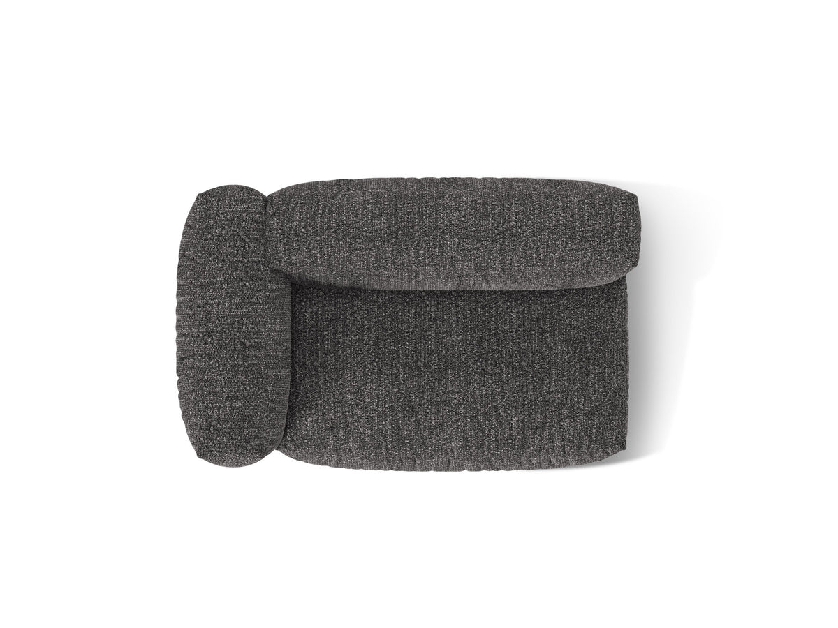 Martina Sofamodul Zweisitzer links von Micadoni in Grey Beige Melange-Monet Bouclé-Stoff mit schwarzen Kunststoffbeinen, Sitzbreite 130 cm.