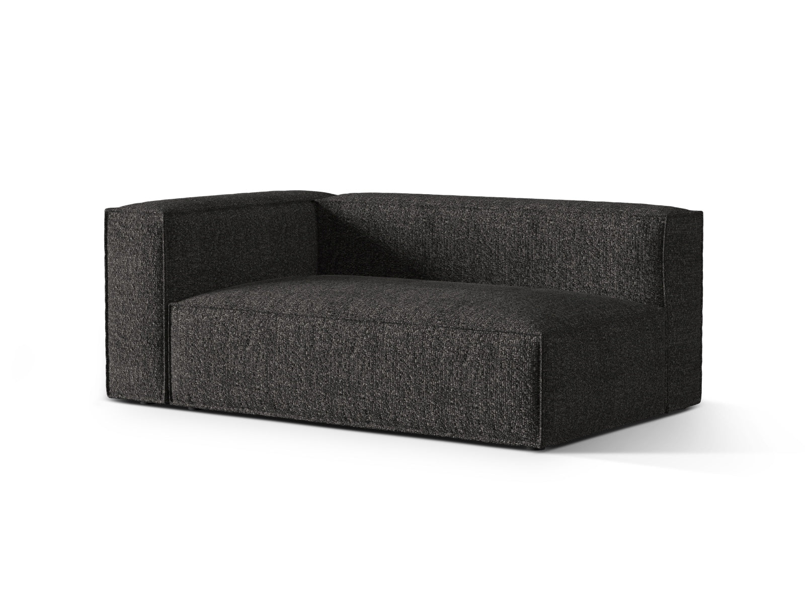 Elegantes Nuria Boucle Modular Sofa in Anthrazit, linksseitig, 3-Sitzer, ideal für stilvolle Wohnräume, erhältlich bei KAQTU Design AG.