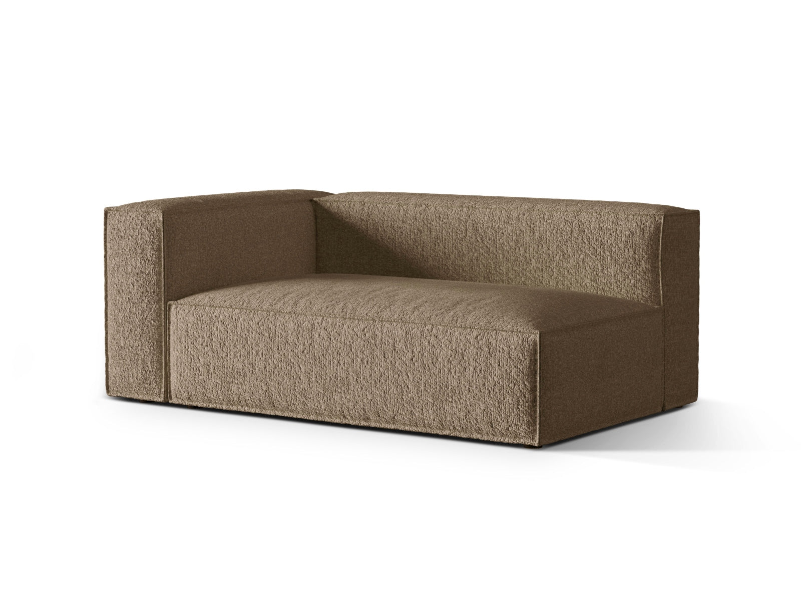 Elegantes Nuria Boucle Modular Sofa in Cappuccino, linksseitig, 3-Sitzer, ideal für stilvolle Wohnräume, erhältlich bei KAQTU Design AG.