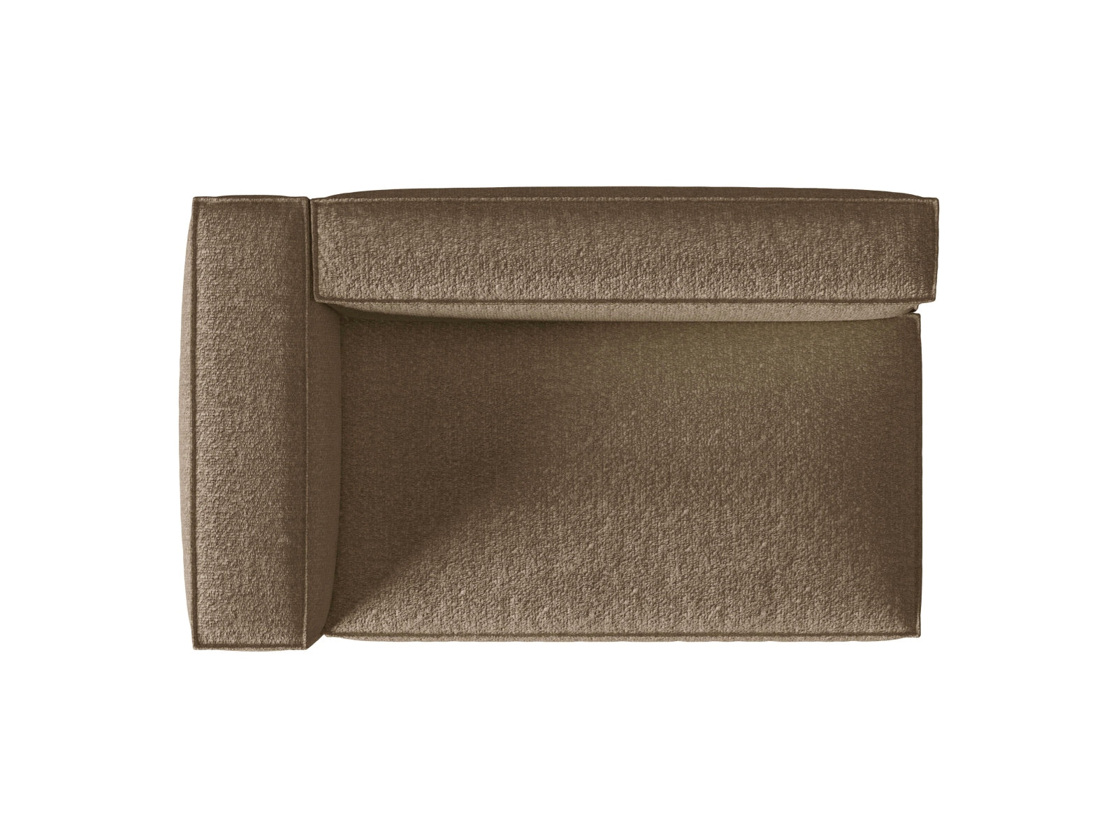 Elegantes, linksseitiges 3-Sitzer Sofa Nuria Boucle in warmem Cappuccino, ideal für stilvolle und einladende Wohnräume.