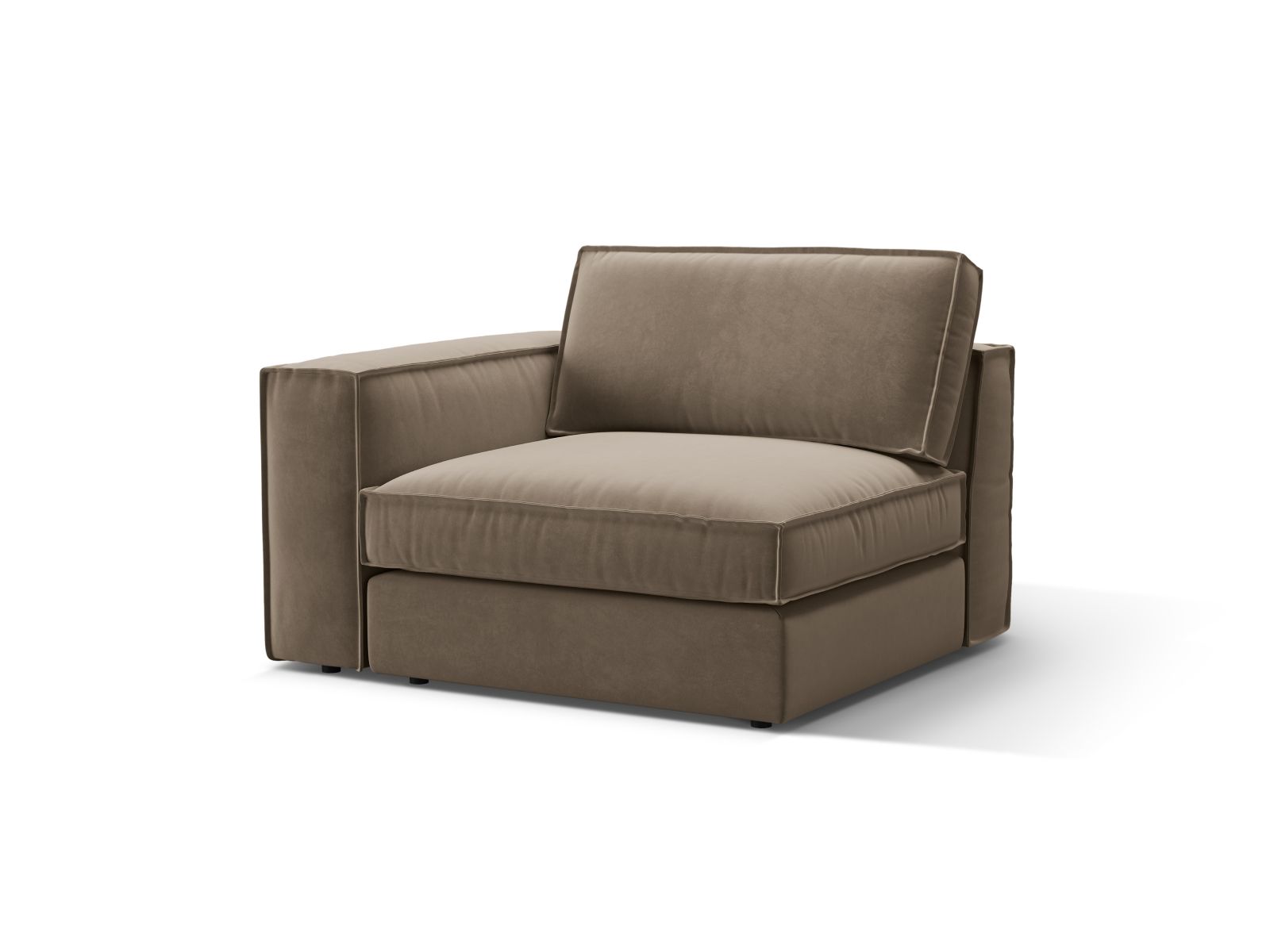 Elegantes 1-Sitzer Modul links Pola in Grau-Braun, ideal für individuelle Sofa-Gestaltung, erhältlich bei KAQTU Design AG.