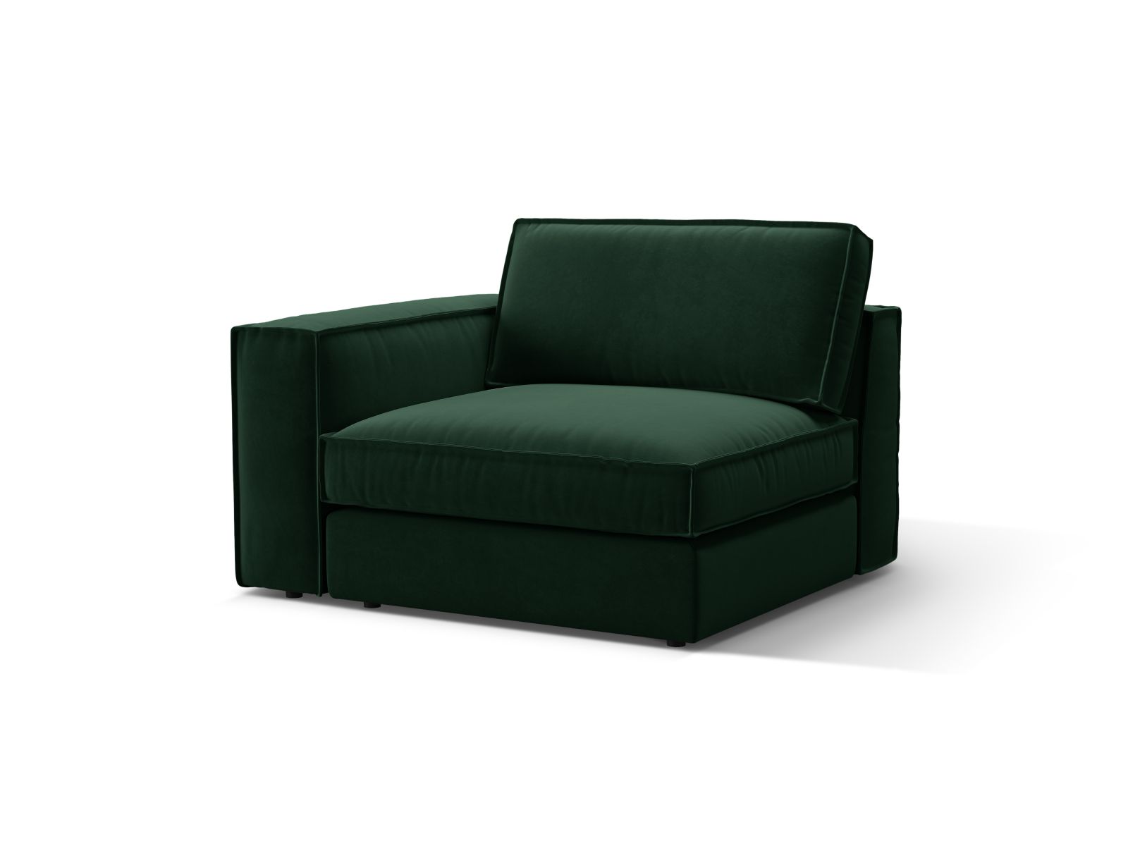 Elegantes 1-Sitzer Modul links Pola in Flaschengrün, ideal für individuelles Sofa-Design, erhältlich bei KAQTU Design AG.