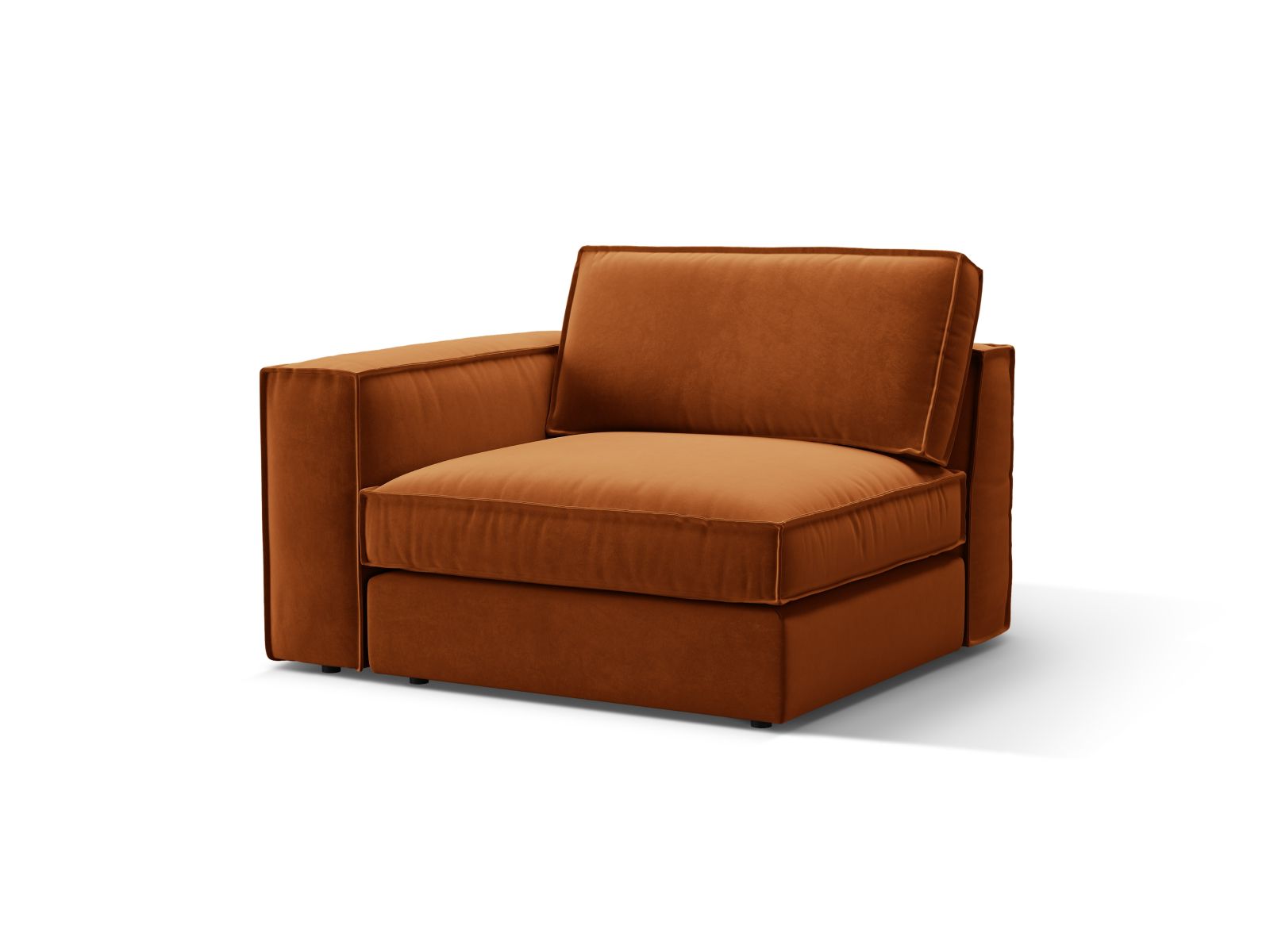 Elegantes 1-Sitzer Modul links Pola in warmem Terracotta, ideal für individuelle Sofa-Gestaltung im modernen Wohnraum.