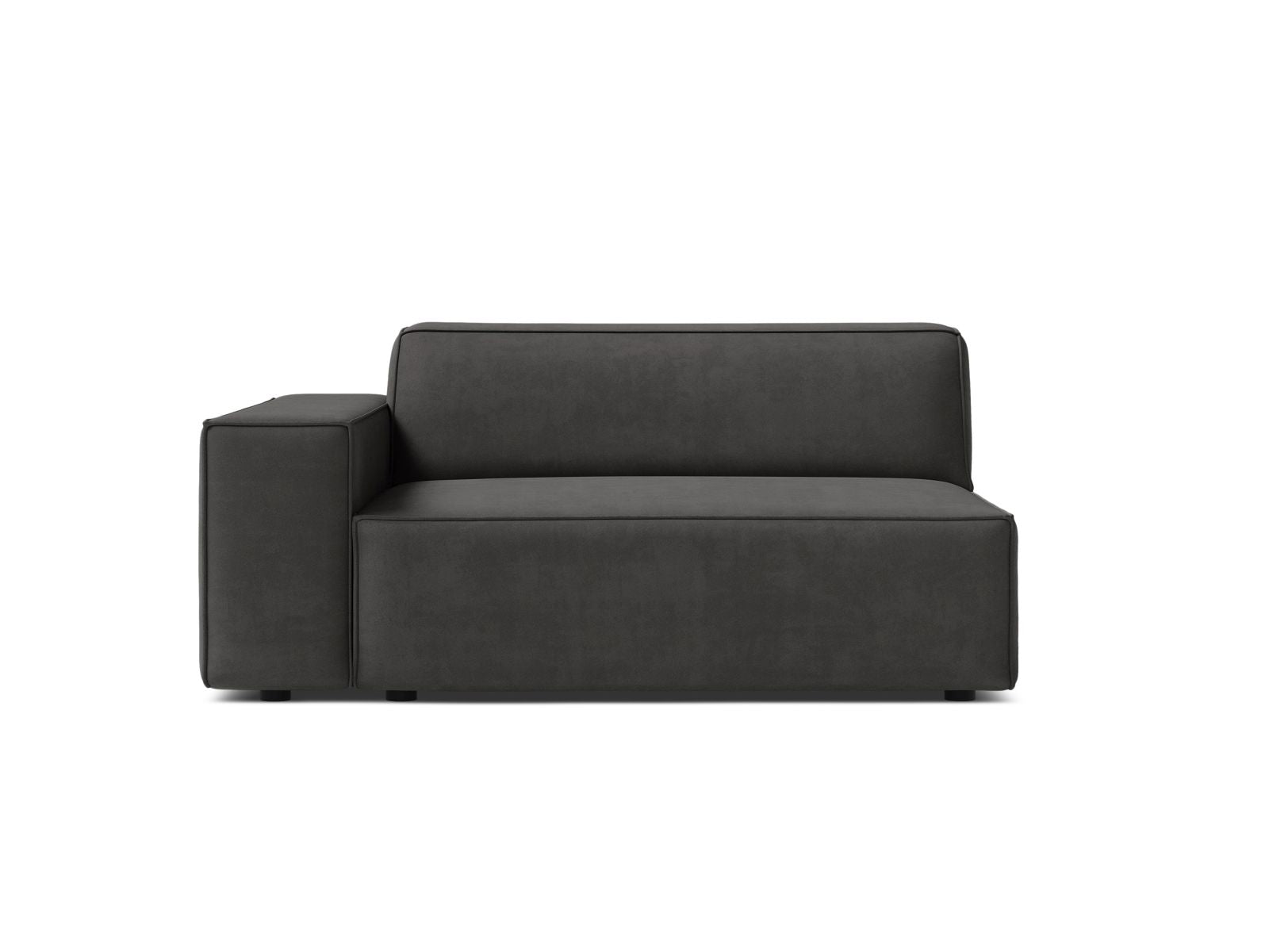 Stylisches 1-Sitzer Modul links Jodie in Grey-Bluvel, perfekt für kreative Raumlösungen und zeitgemäße Einrichtungsideen.