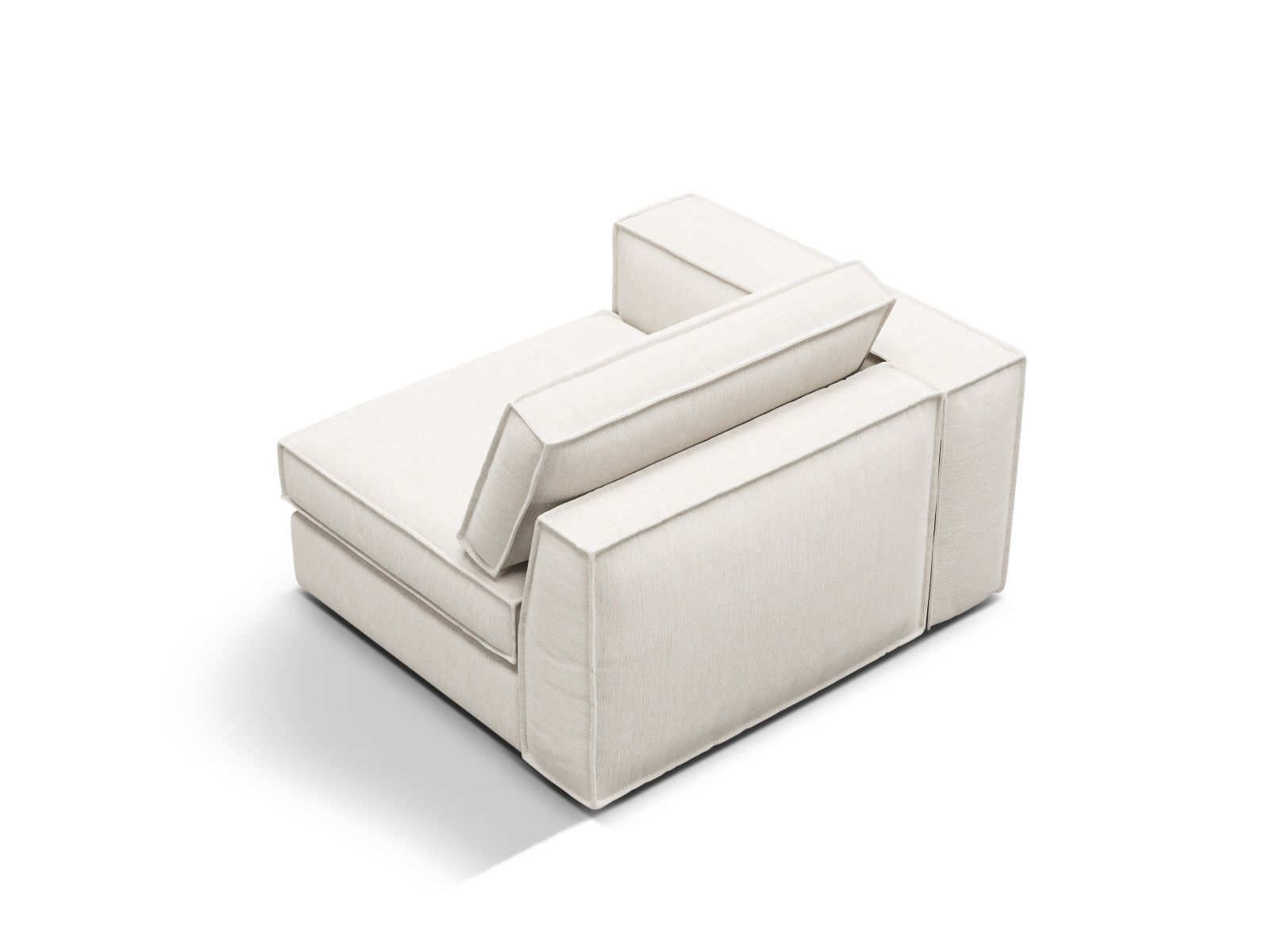 Elegantes 1-Sitzer Modul links Pola in strahlendem Weiß, ideal für individuelle und moderne Sofa-Layouts in jedem Wohnraum.