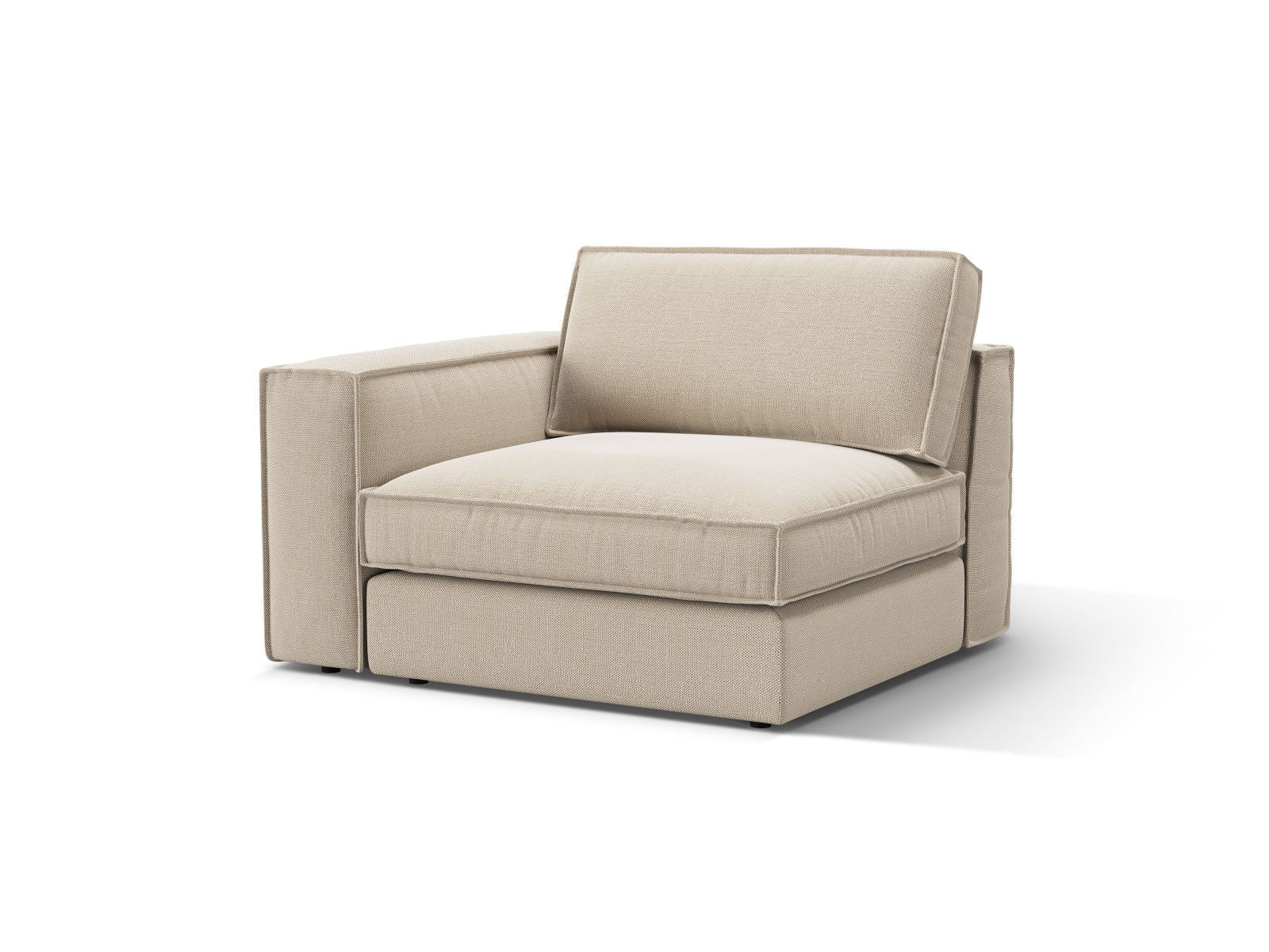 Beige 1-Sitzer Modul links Pola von Micadoni, ideal für individuelle Sofa-Gestaltung, elegant und modern, erhältlich bei KAQTU Design AG.