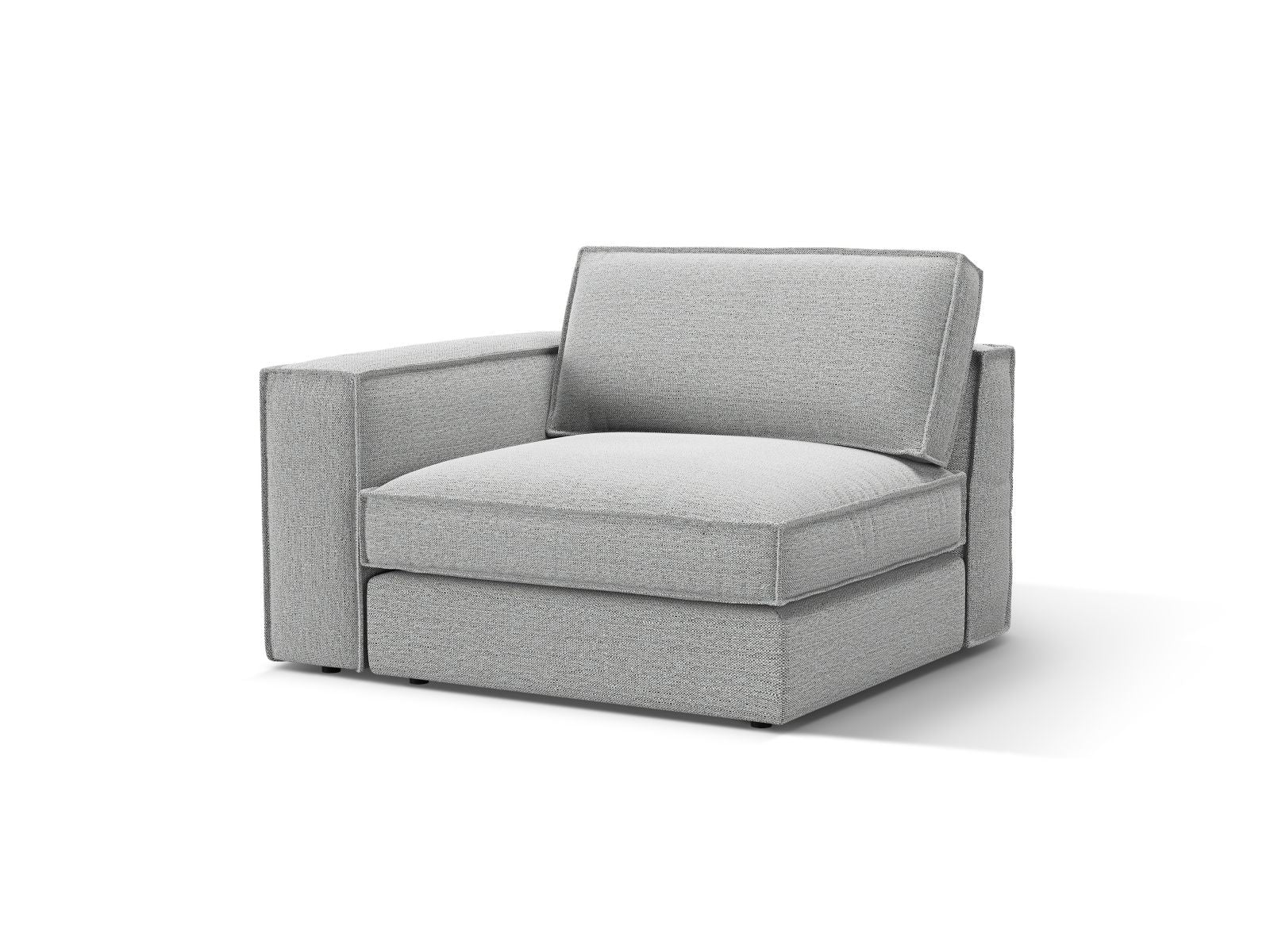 Elegantes 1-Sitzer Modul links Pola in hellem Grau, ideal für individuelle Sofa-Kombinationen im modernen Wohnraum.