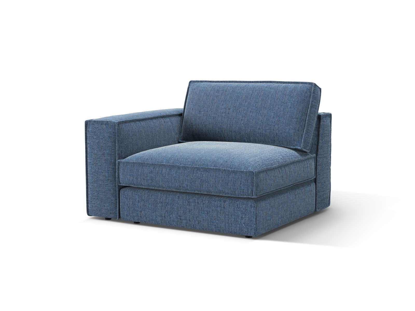 Elegantes 1-Sitzer Modul links Pola in Dunkelblau, ideal für individuelle Sofa-Kombinationen im modernen Wohnraum.