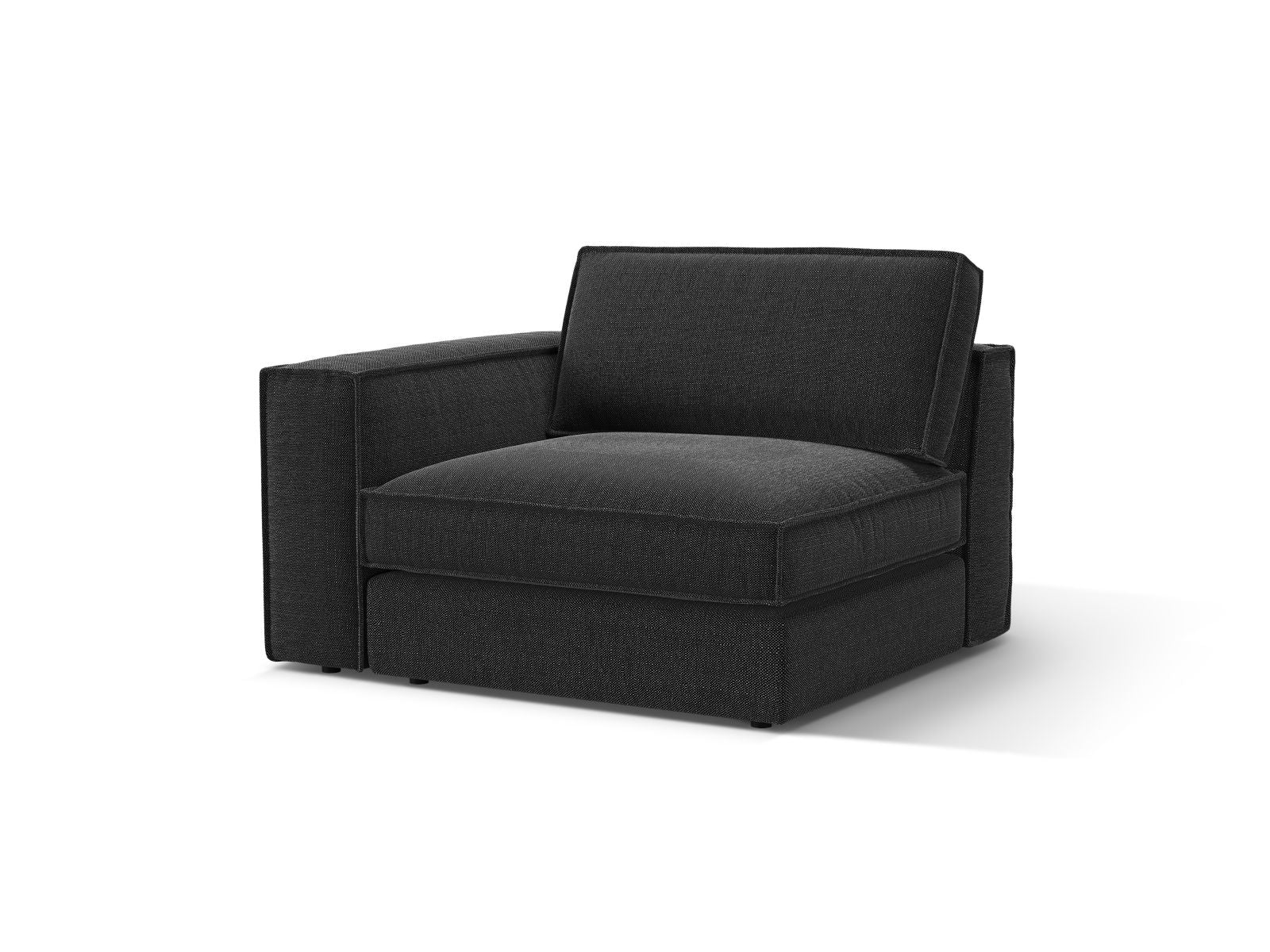 Elegantes 1-Sitzer Modul links Pola in stilvollem Schwarz, ideal für individuelle Sofa-Kombinationen im modernen Wohnraum.