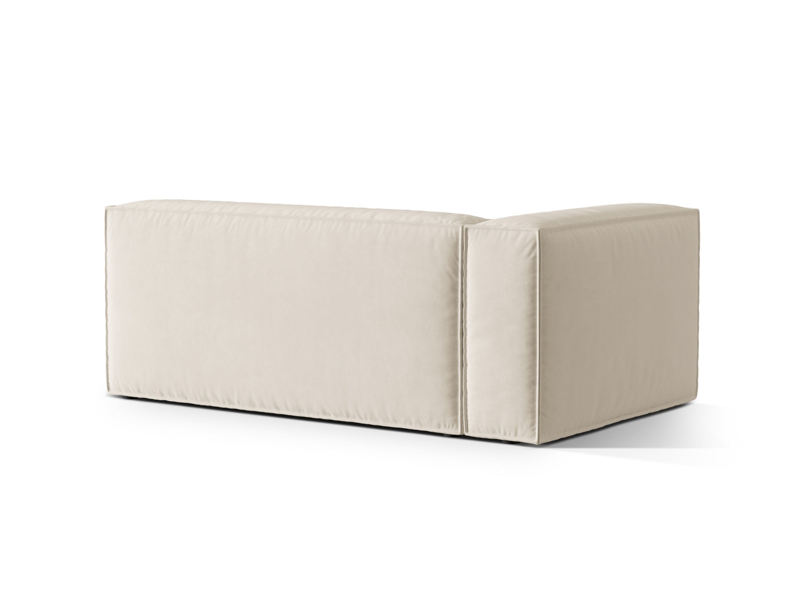 Elegantes, linksseitiges 3-Sitzer Sofa aus Nuria Velour in Beige, ideal für stilvolle und moderne Wohnkonzepte.