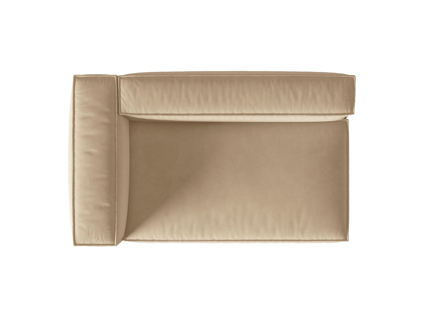 Elegantes Nuria Velour 3-Sitzer Sofa in zartem Nude-Paris, ideal für kreative Raumgestaltungen. Modulares Design von Micadoni.