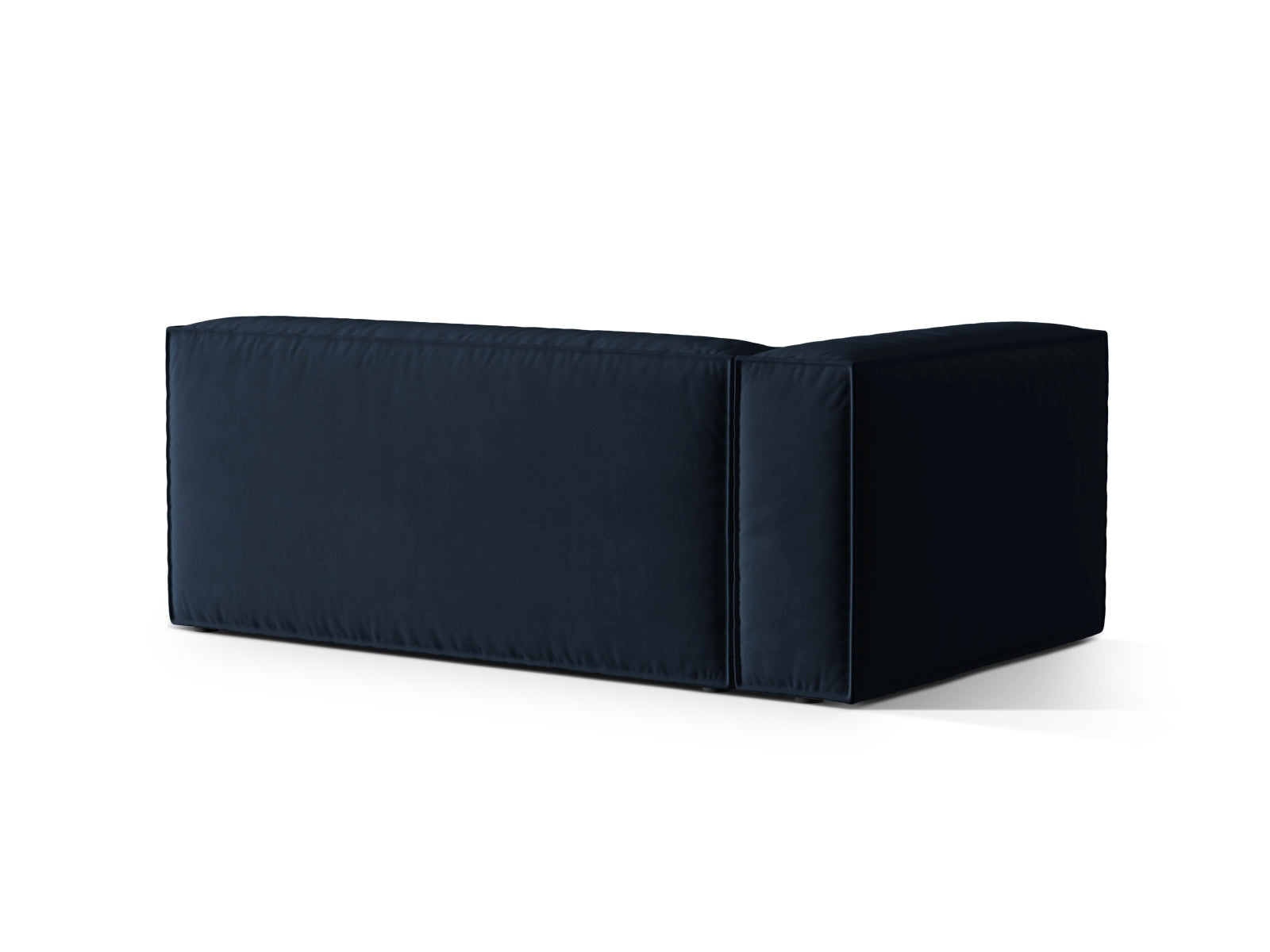 Stilvolles, linksseitiges 3-Sitzer Sofa Nuria Velour in tiefem Blau, perfekt für zeitgemäße Inneneinrichtungen von Micadoni.