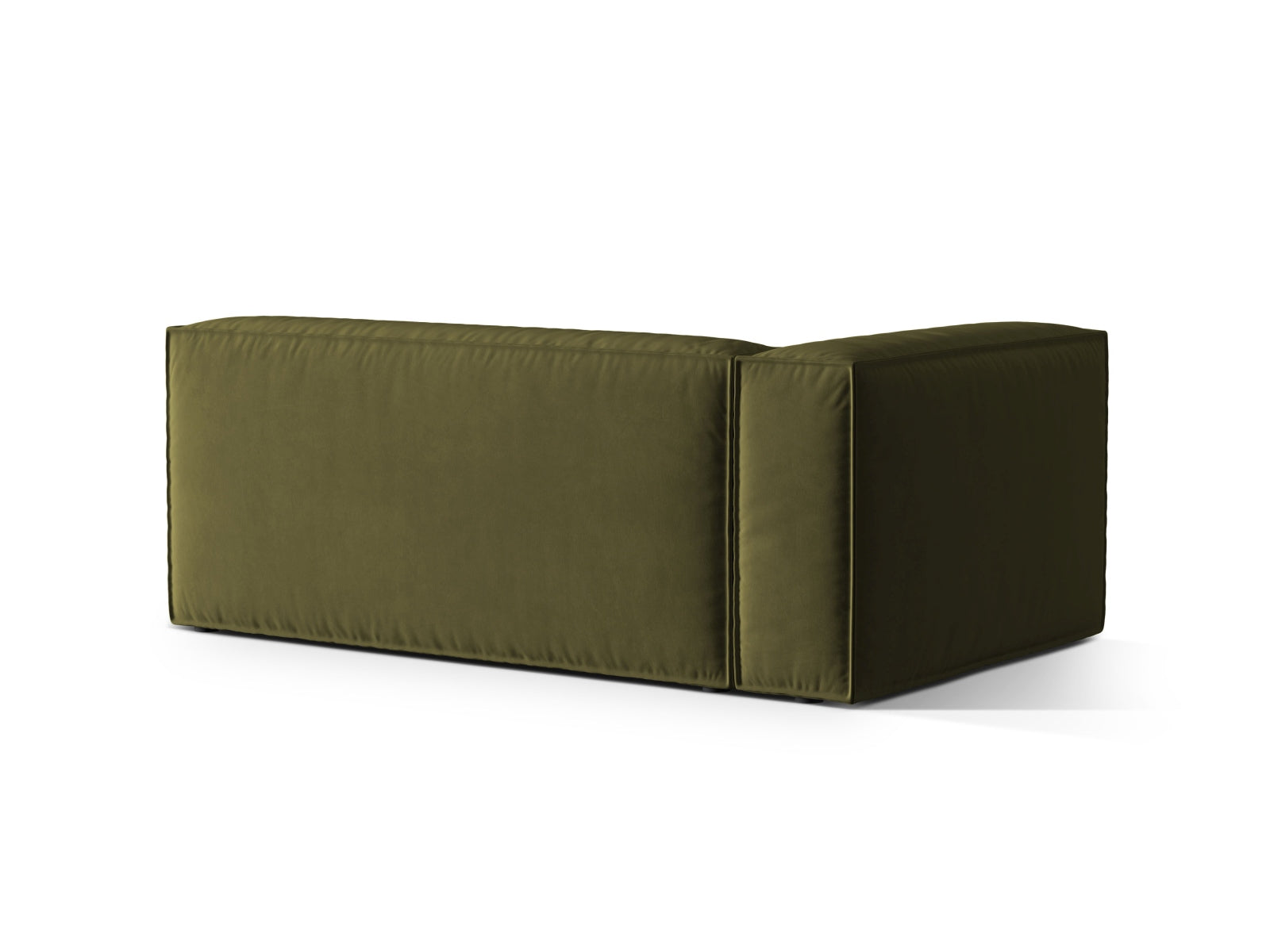 Modulares Nuria Velour Sofa in sattem Moosgrün, perfekt für moderne Wohnkonzepte. Bequem und anpassbar für jeden Raum.