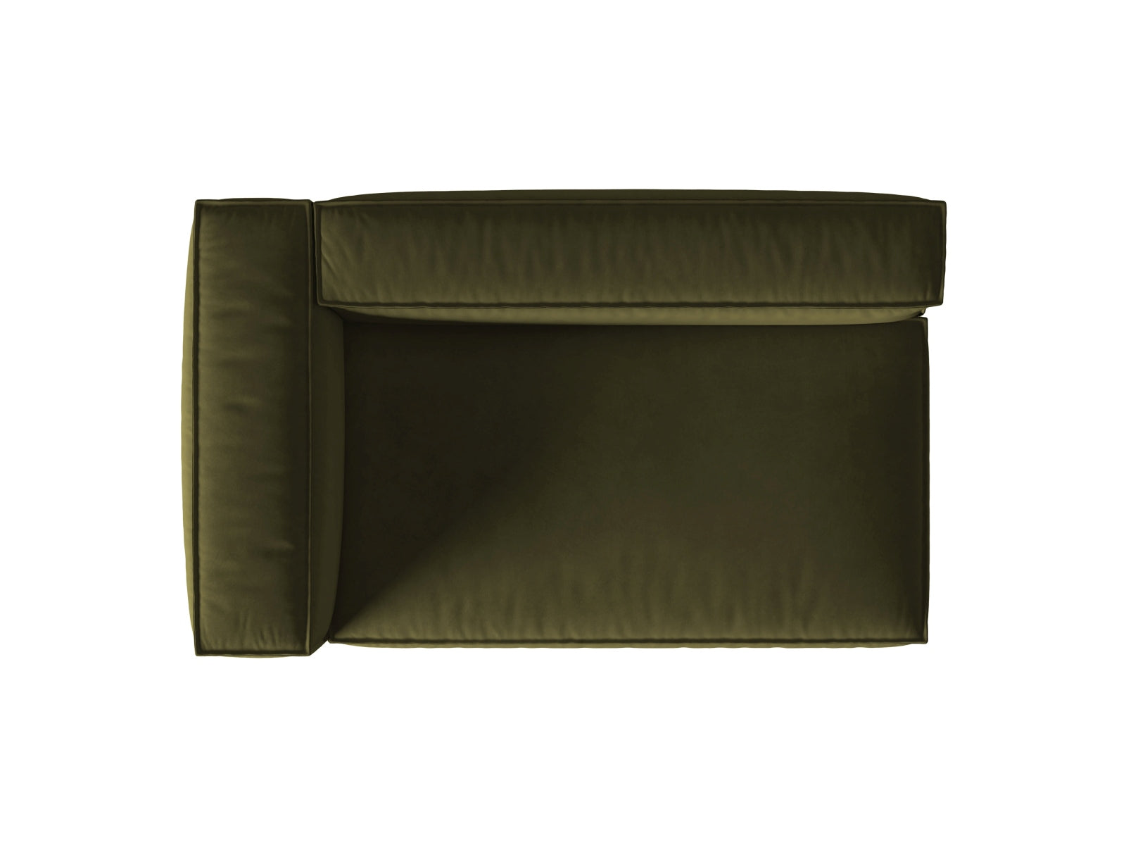 Elegantes 3-Sitzer Sofa Nuria Velour in tiefem Moosgrün, ideal für stilvolle Wohnräume und individuelle Gestaltungsmöglichkeiten.