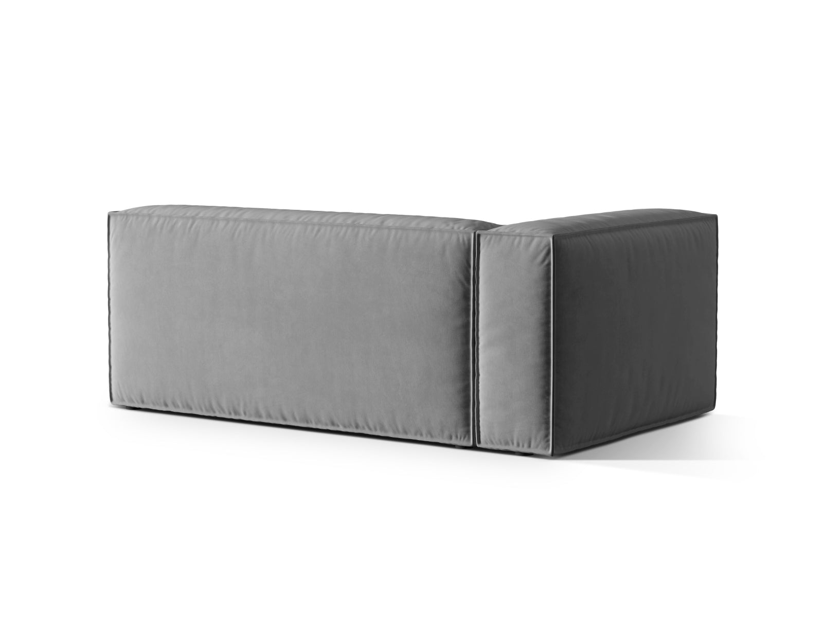 Stylisches, graues Nuria Velour 3-Sitzer Sofa mit linker Armlehne, perfekt für zeitgemäße Inneneinrichtungen, von Micadoni.