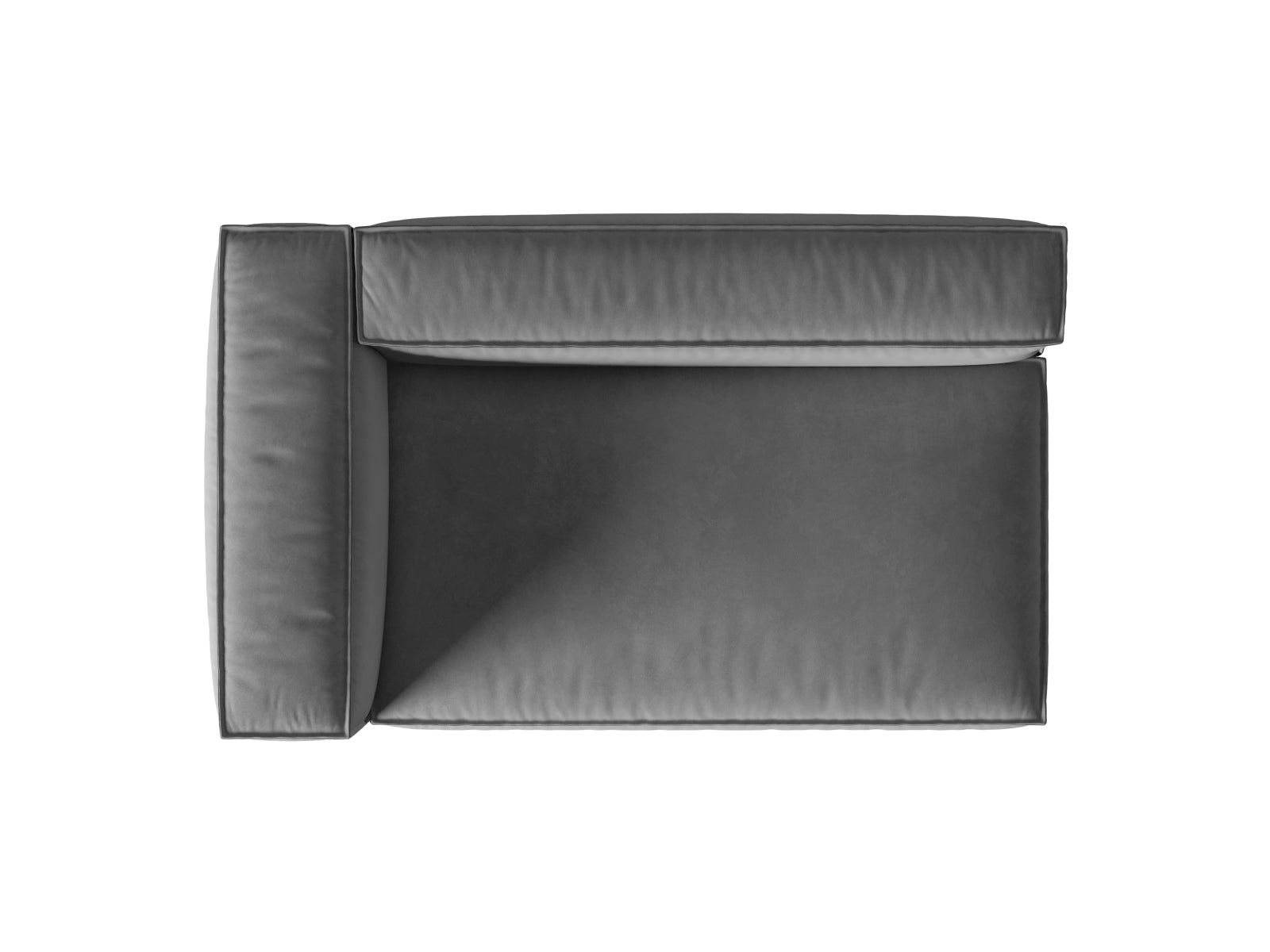 Elegantes, graues 3-Sitzer Sofa Nuria Velour mit linker Armlehne, ideal für moderne Wohnräume, entworfen von Micadoni.
