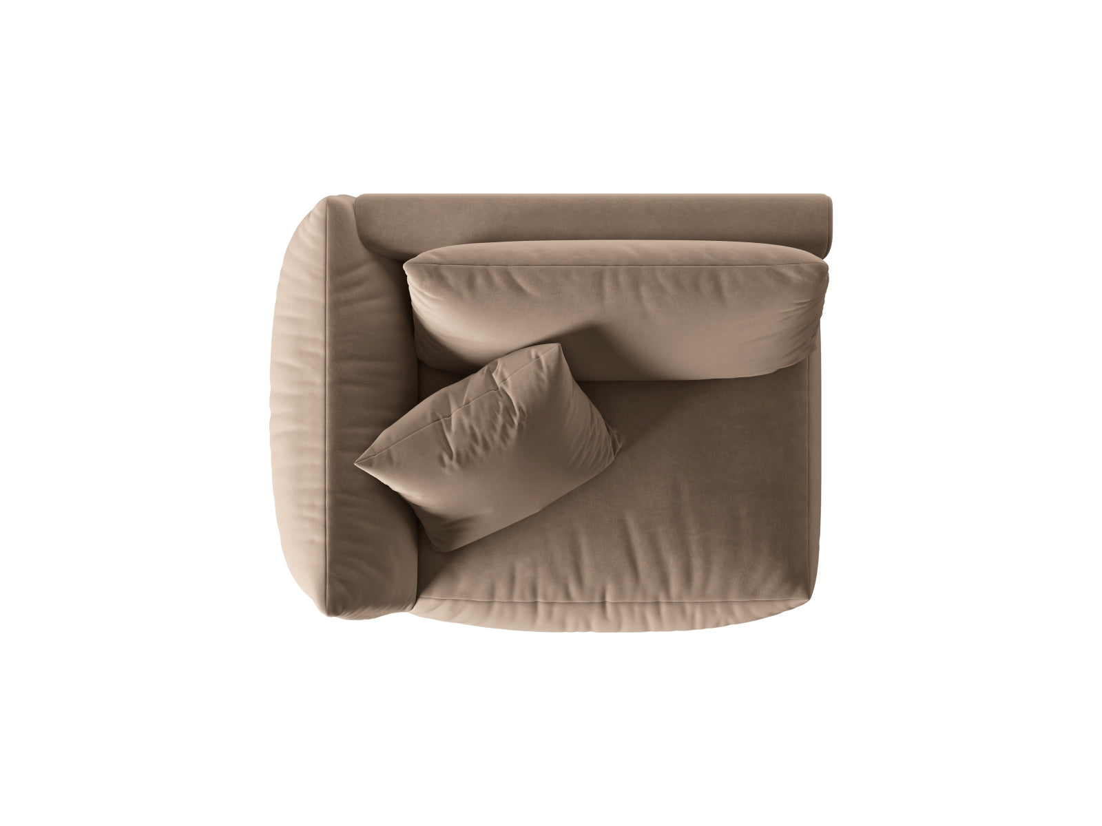 Stylischer Chris Velour Modul links 1 Sitzer in warmem Braun, perfekt für moderne Wohnkonzepte und gemütliche Entspannungsbereiche.