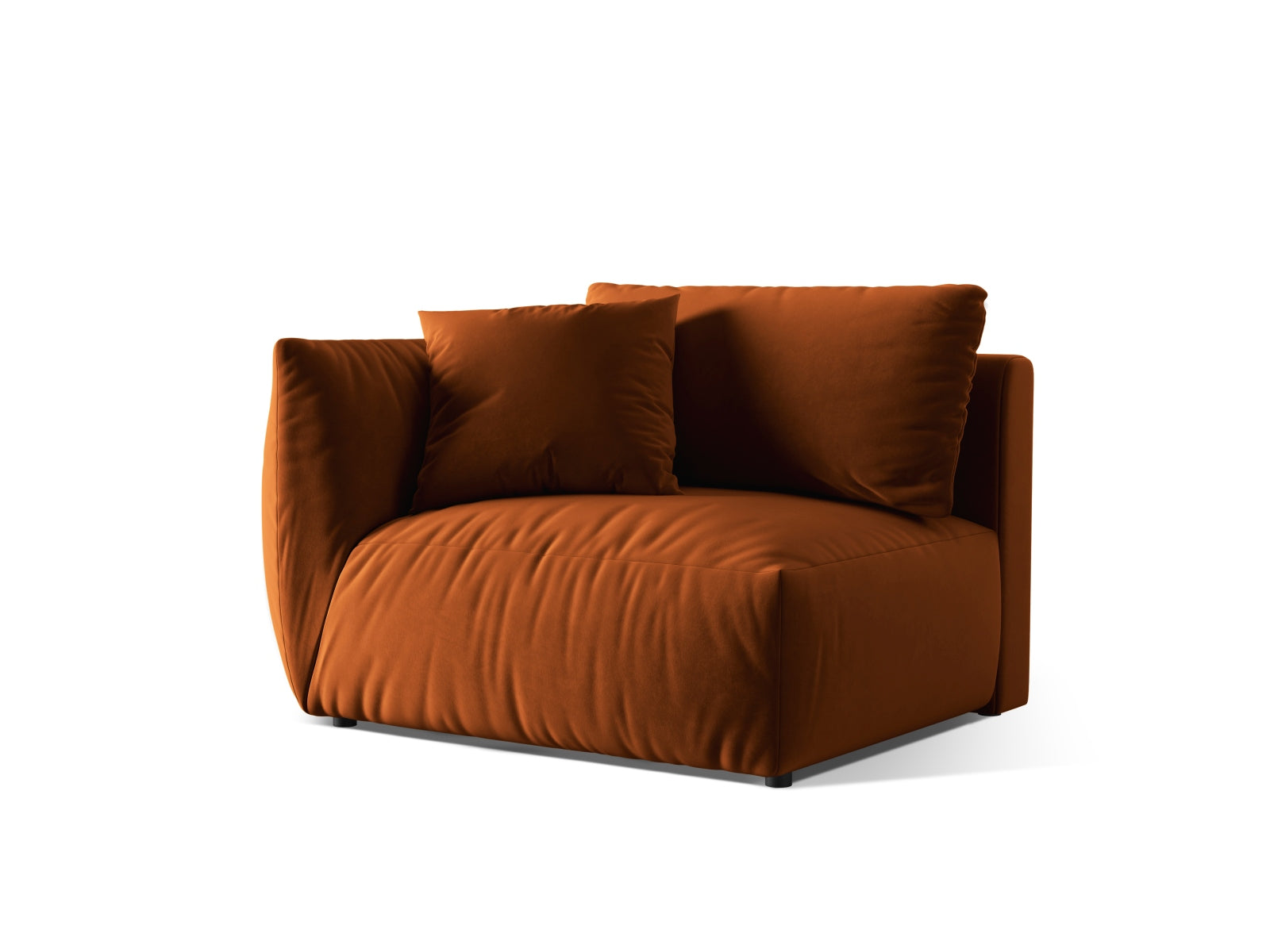 Stylischer linker 1-Sitzer Chris Velour Modul in sanftem Terracotta, perfekt für kreative Sofa-Kombinationen von Micadoni.