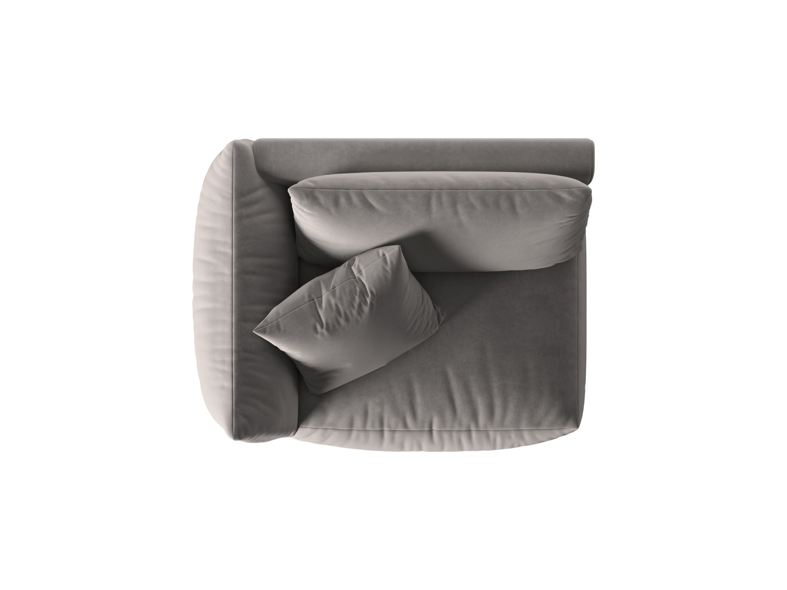 Stylischer Chris Velour Modul links 1 Sitzer in edlem Grau, perfekt für moderne Wohnkonzepte und gemütliche Entspannungsbereiche.