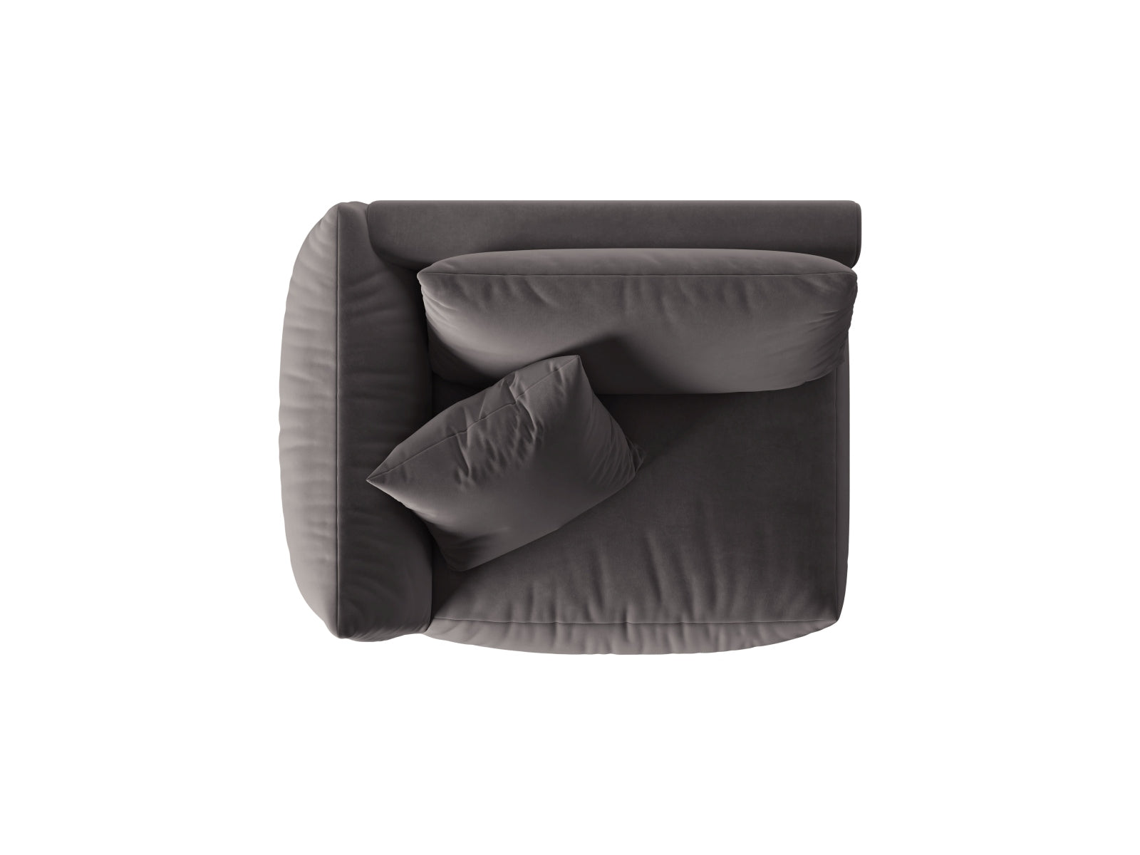 Stylischer linker 1-Sitzer Chris Velour Modul in edlem Dunkelgrau, perfekt für moderne und anpassbare Wohnkonzepte.