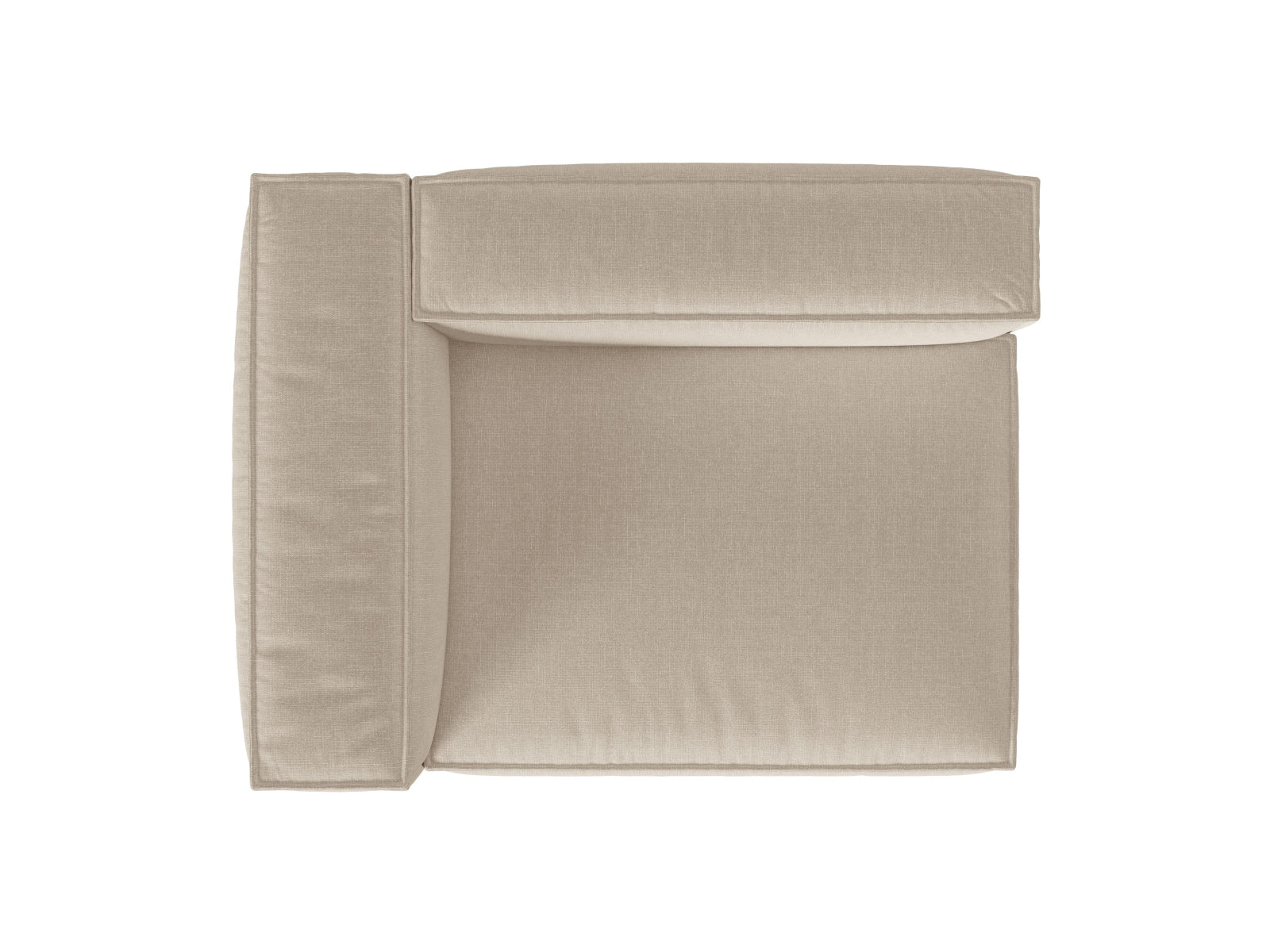 Elegantes 2-Sitzer Sofa links Nuria in zartem Beige, ideal für kreative Raumgestaltungen und gemütliche Stunden.