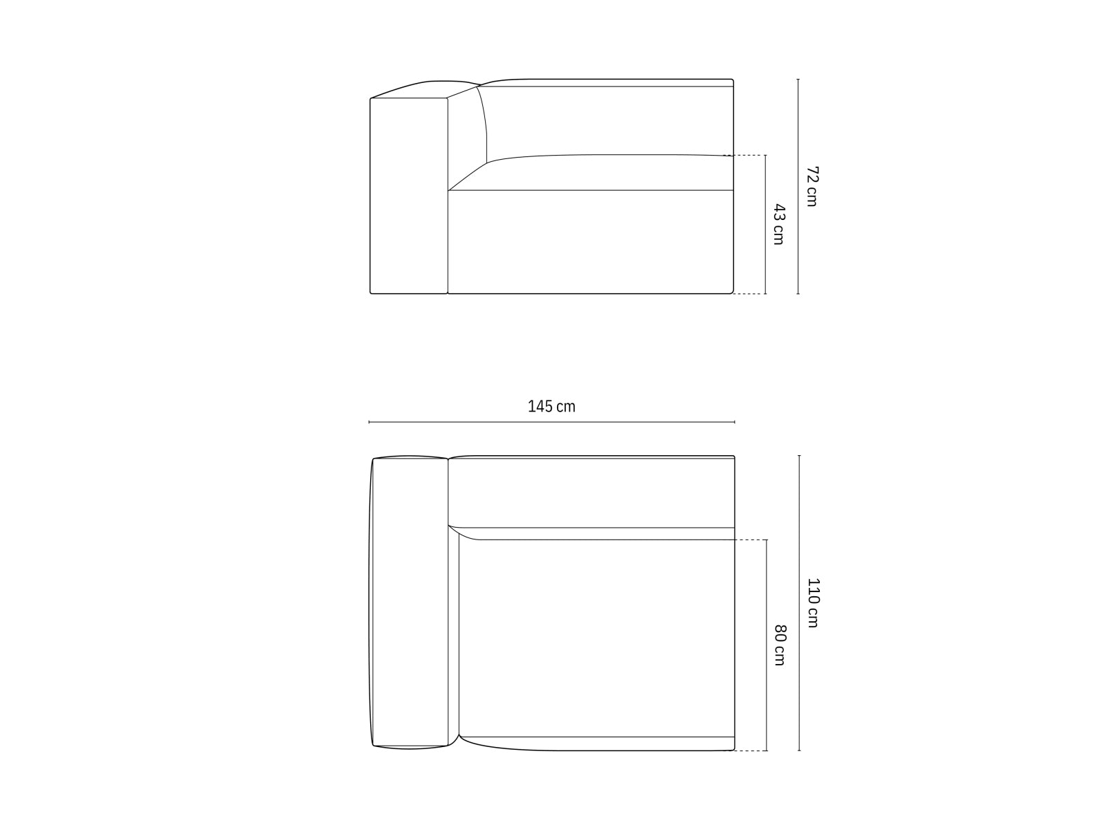 Stylisches 2-Sitzer Sofa links Nuria in edlem Petrol, perfekt für zeitgemäße Einrichtungen. Modulares Konzept von Micadoni für individuelle Gestaltung.