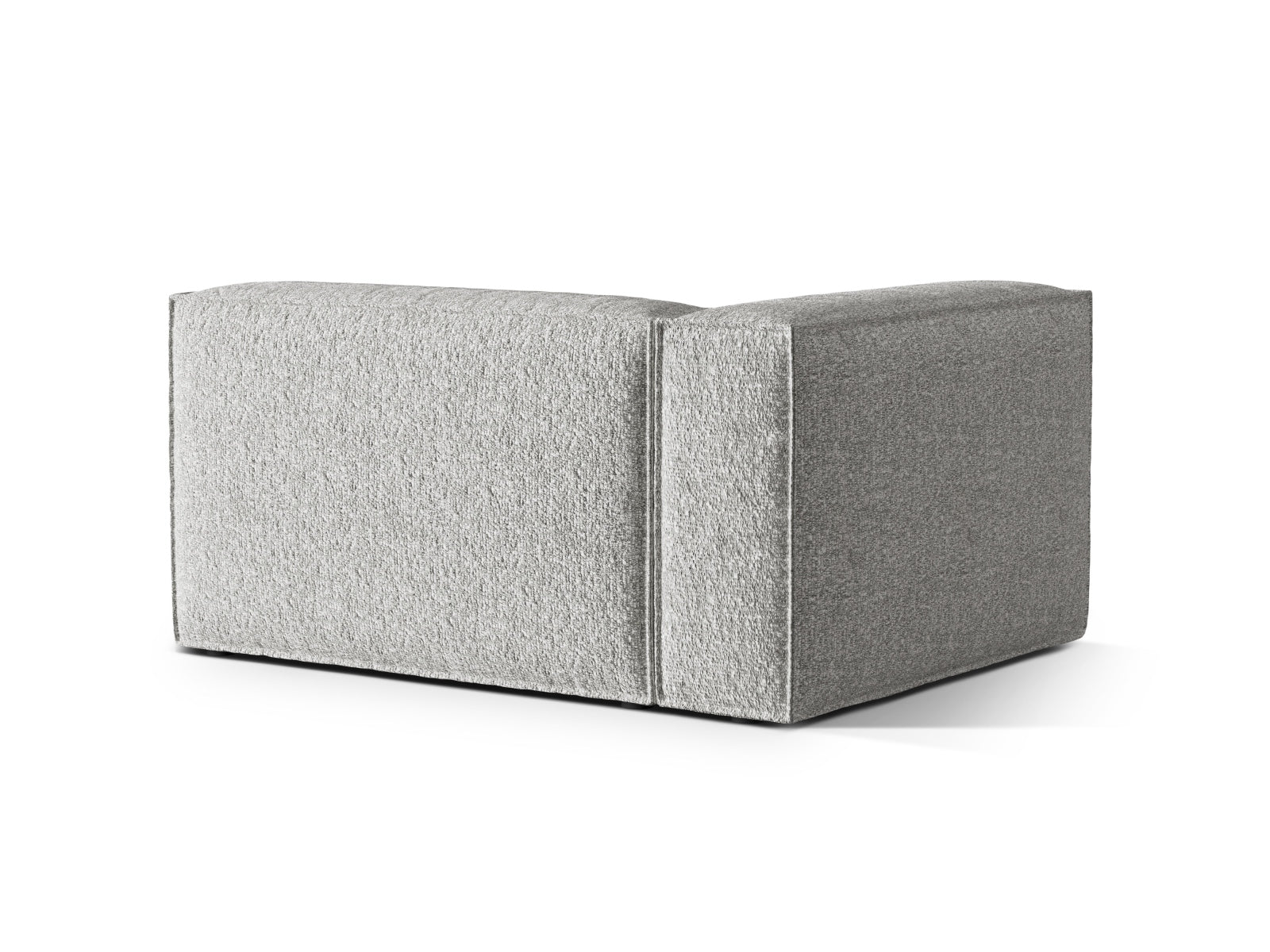 Elegantes Nuria Boucle Modular Sofa links 2 Sitzer in Silber, ideal für stilvolle Wohnräume, erhältlich bei KAQTU Design AG.
