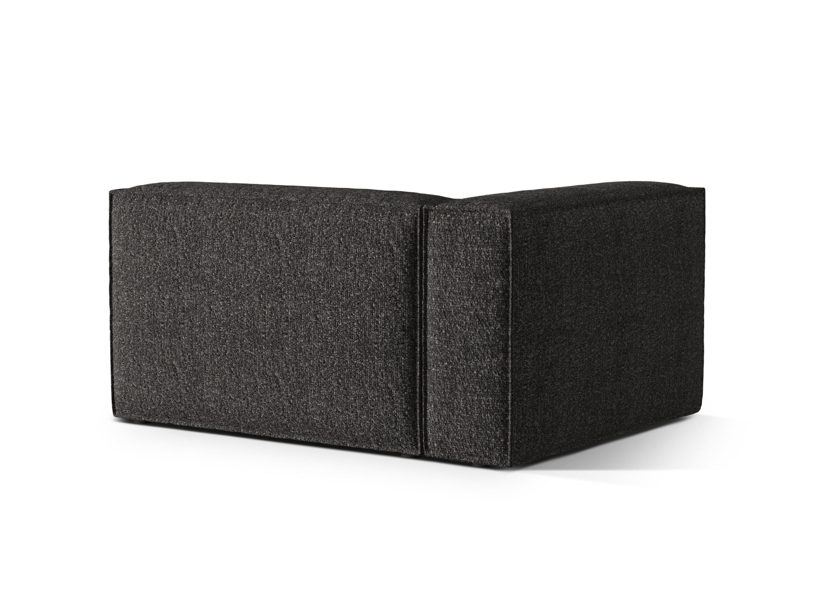Elegantes Nuria Boucle Modular Sofa links 2 Sitzer in Anthrazit, ideal für stilvolle Wohnräume, erhältlich bei KAQTU Design AG.