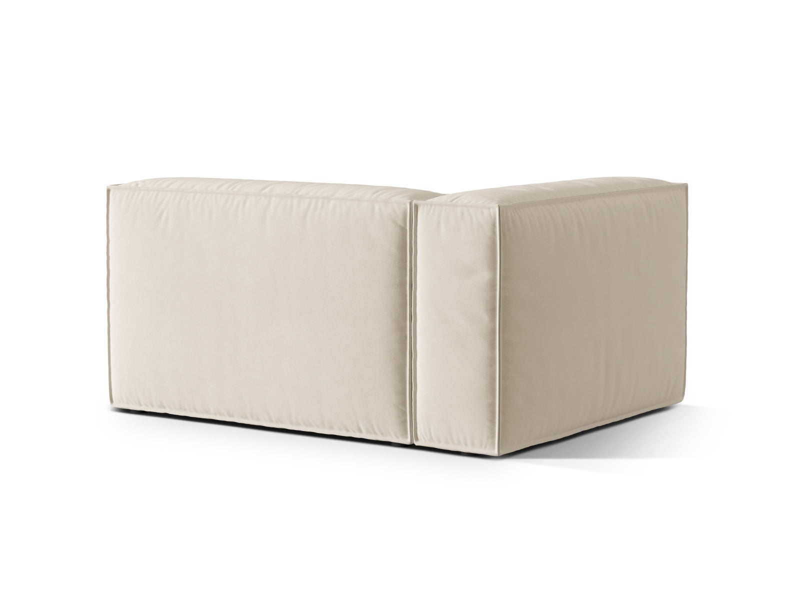 Elegantes, linksseitiges 2-Sitzer Sofa aus Nuria Velour in Beige, ideal für stilvolle und moderne Wohnräume.