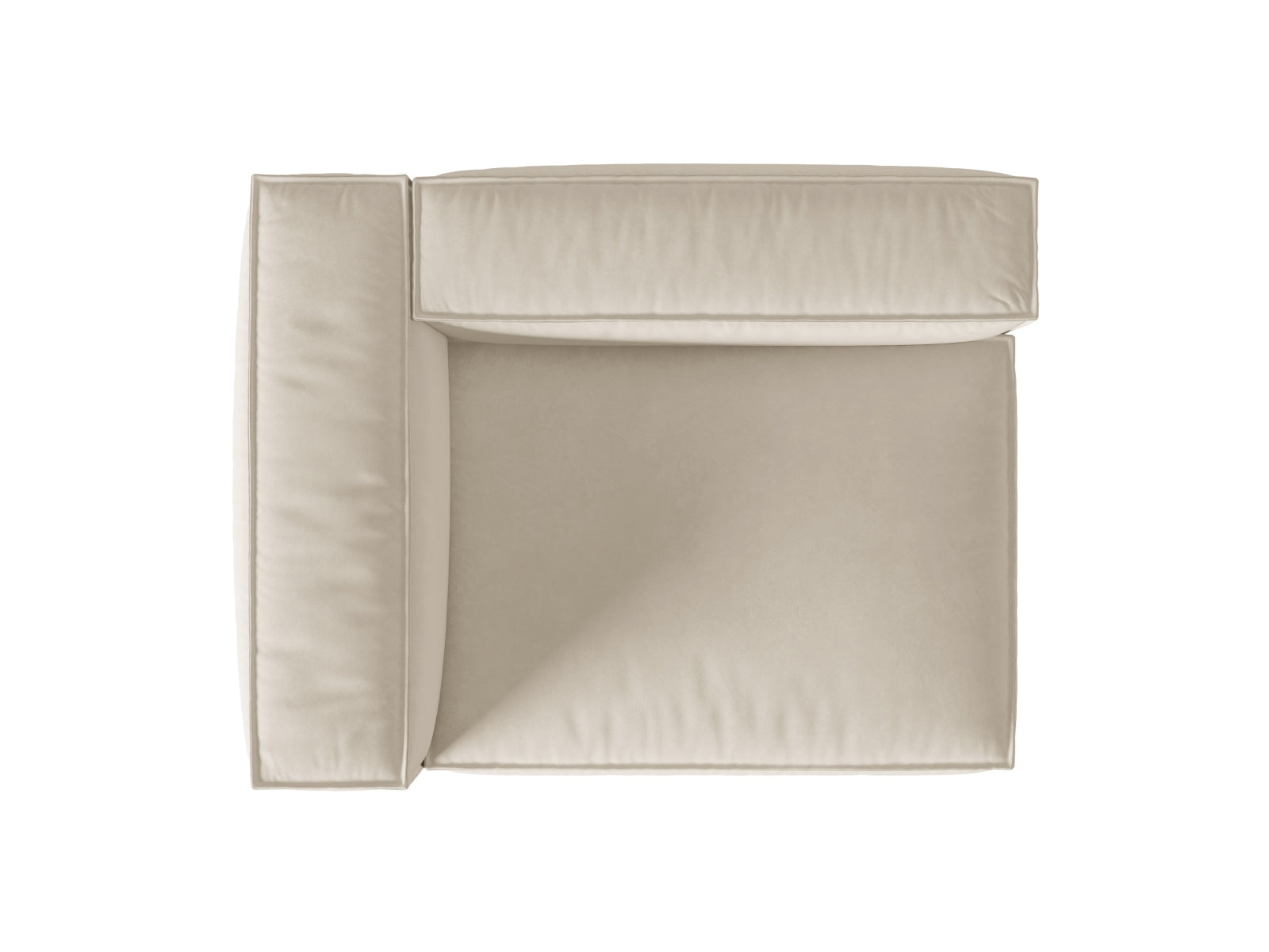 Beige 2-Sitzer Sofa aus Nuria Velour, linksseitig, perfekt für moderne Wohnkonzepte und stilvolle Einrichtungsideen.