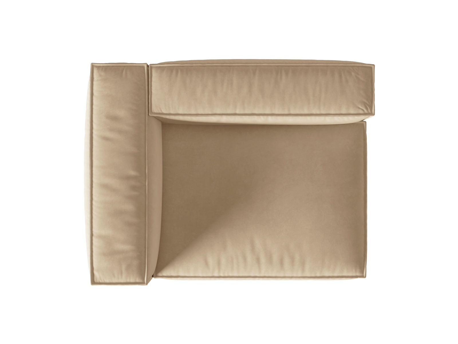 Stylisches Nuria Velour 2-Sitzer Sofa in zartem Nude, ideal für zeitgemäße Wohnräume und vielseitige Einrichtungsmöglichkeiten von Micadoni.