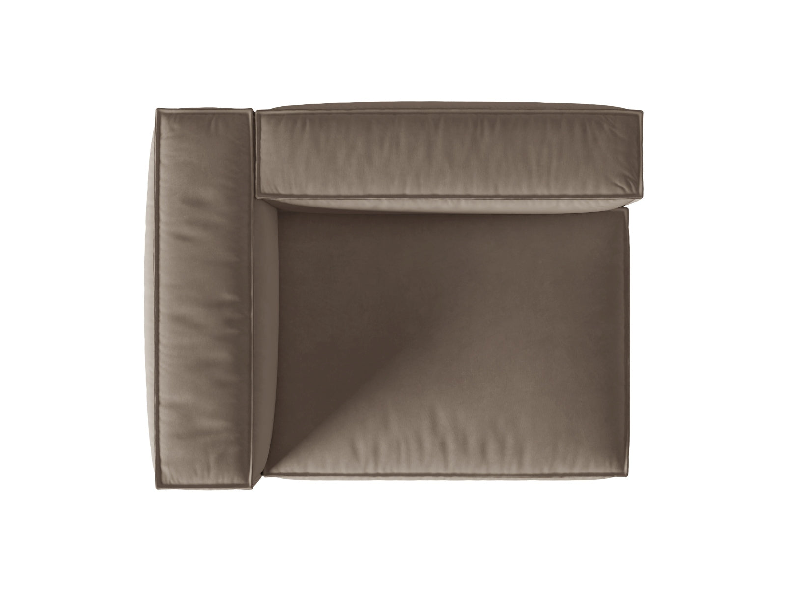 Elegantes Nuria Velour 2-Sitzer Sofa in Warm Grey-Paris, ideal für stilvolle Wohnräume und entspannte Stunden. Modular und vielseitig einsetzbar.