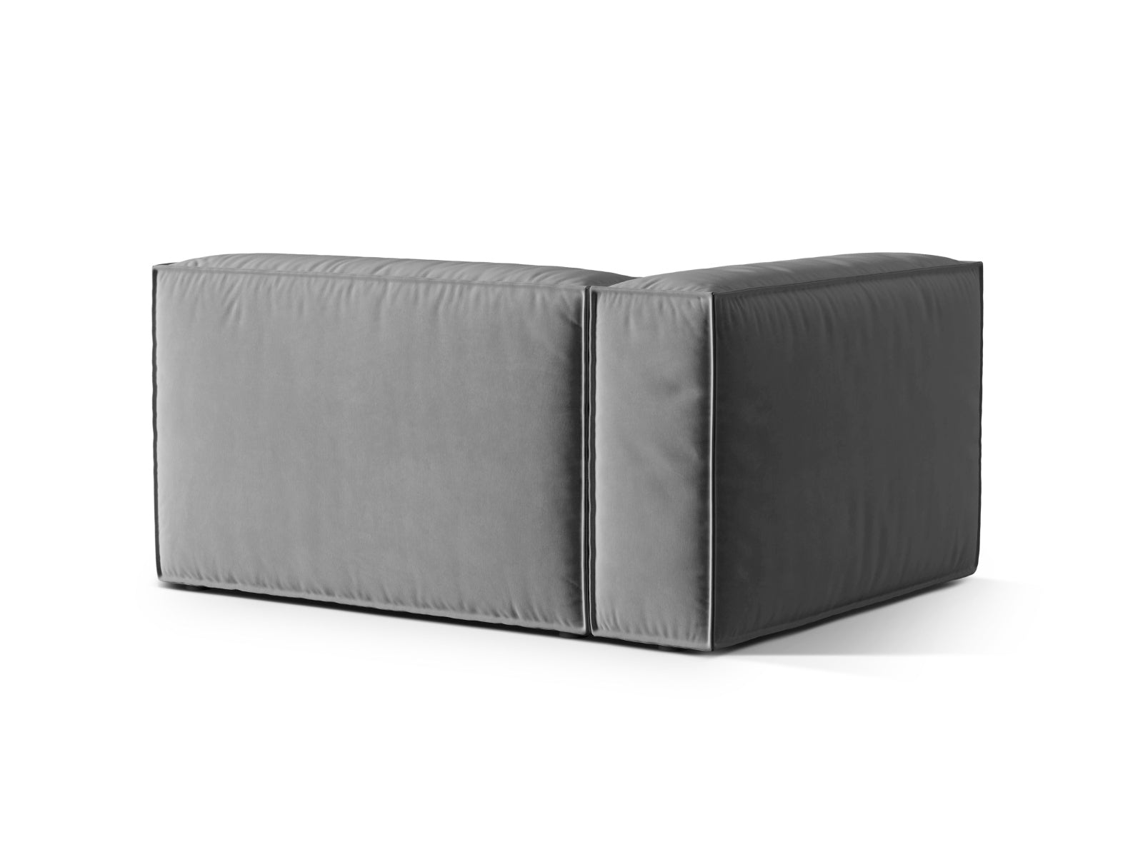 Stylisches, linksseitiges Nuria Velour 2-Sitzer Sofa in edlem Grau, perfekt für zeitgemäße Inneneinrichtungen von Micadoni.