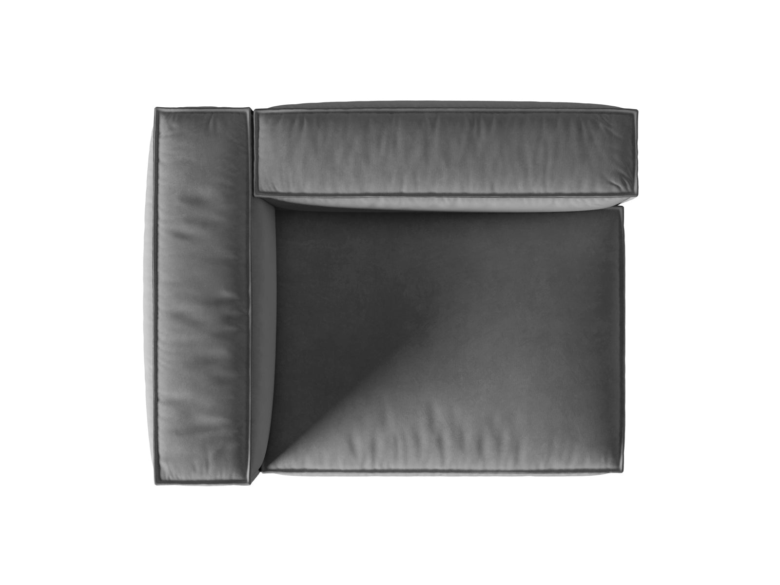 Elegantes, linksseitiges Nuria Velour 2-Sitzer Sofa in modernem Grau, ideal für stilvolle Wohnräume von Micadoni.