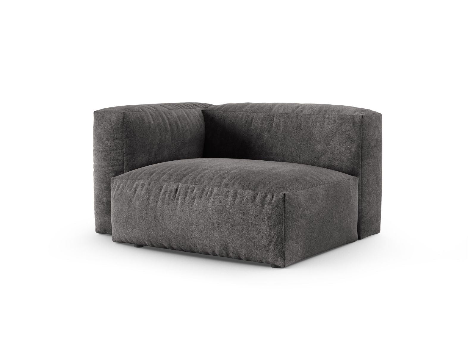 Elegantes 1-Sitzer Sofa Martina Wide XL links in stilvollem Grau, ideal für moderne Wohnräume und vielseitige Gestaltungsmöglichkeiten.