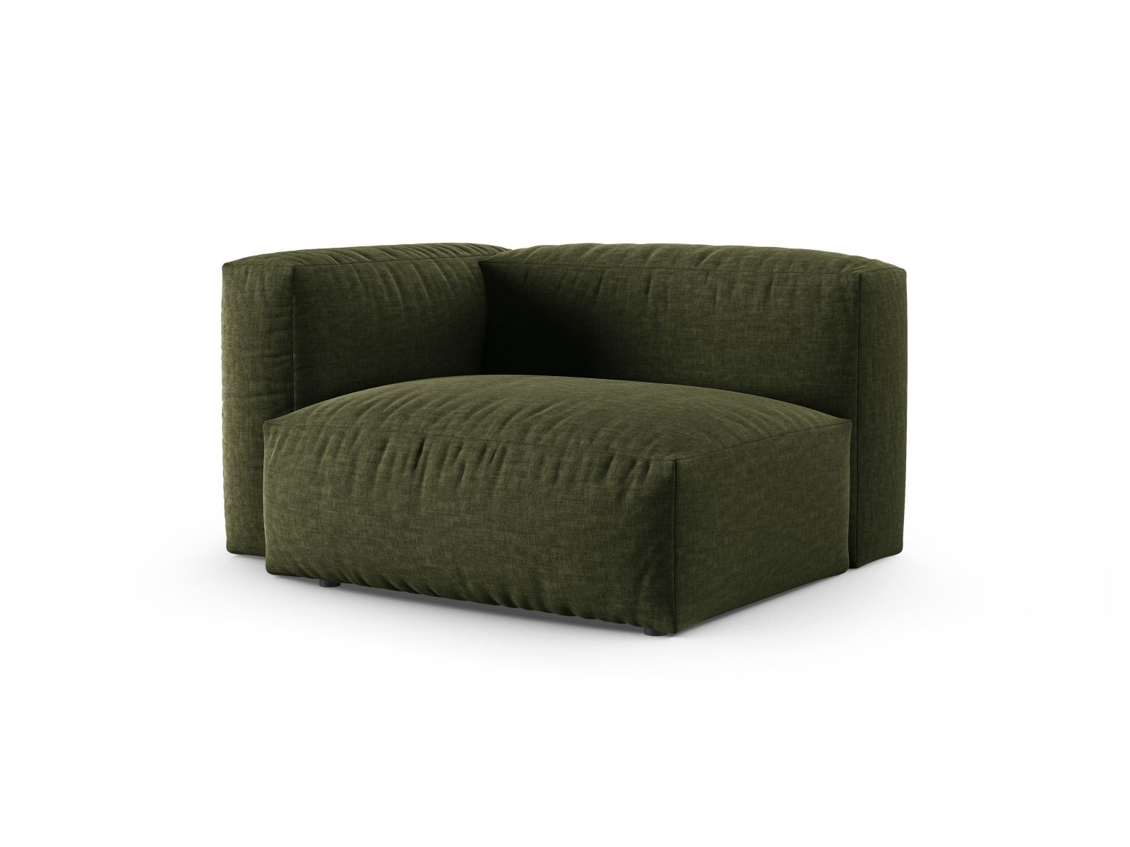 Elegantes 1-Sitzer Sofa Martina Wide XL links in einem stilvollen Grünton, ideal für moderne Wohnräume und vielseitige Gestaltungsmöglichkeiten.