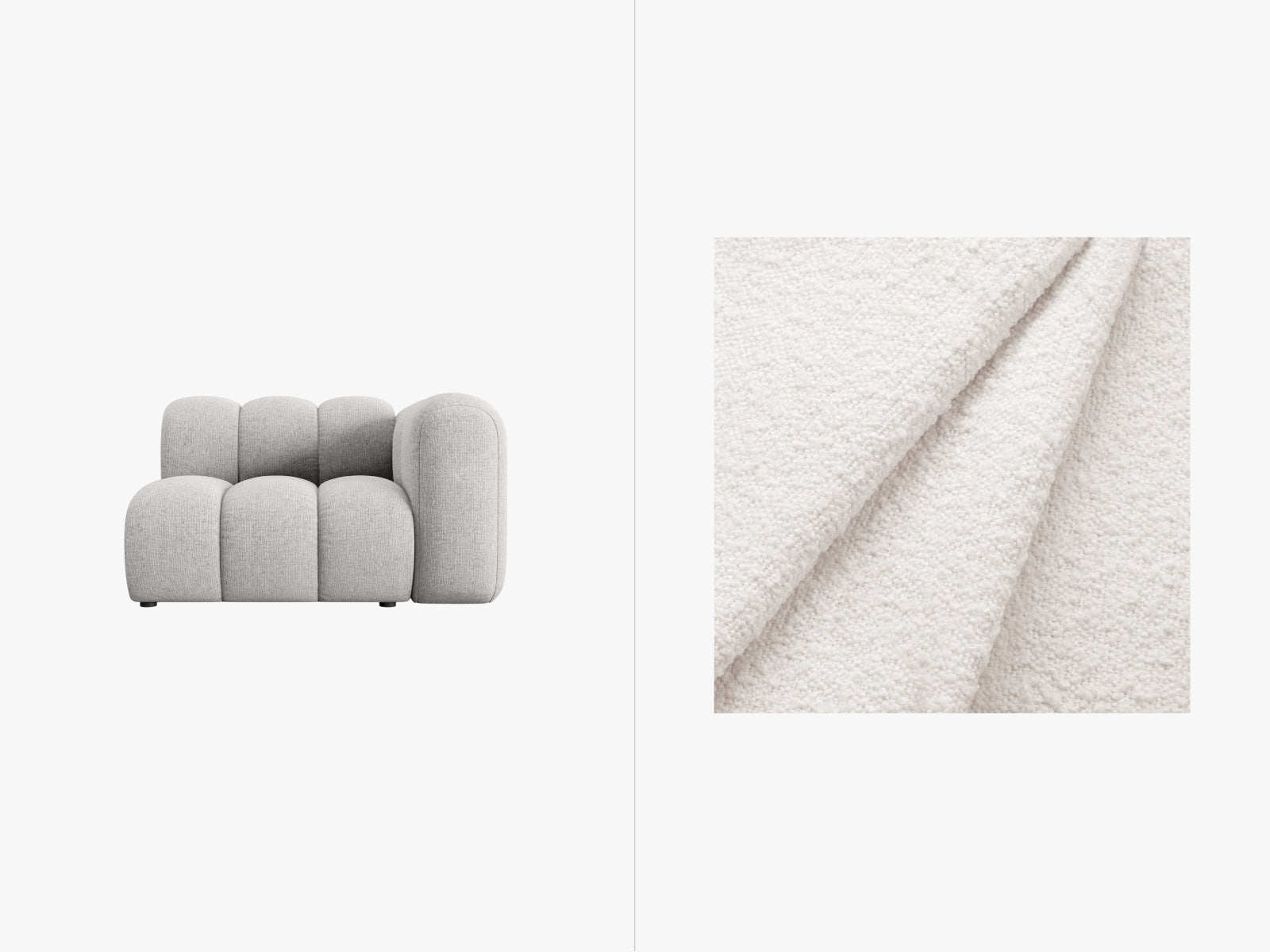 Lupine Boucle Modul rechts 1 Sitzer in White präsentiert im Onlineshop von KAQTU Design AG. Modulares Sofa ist von Micadoni
