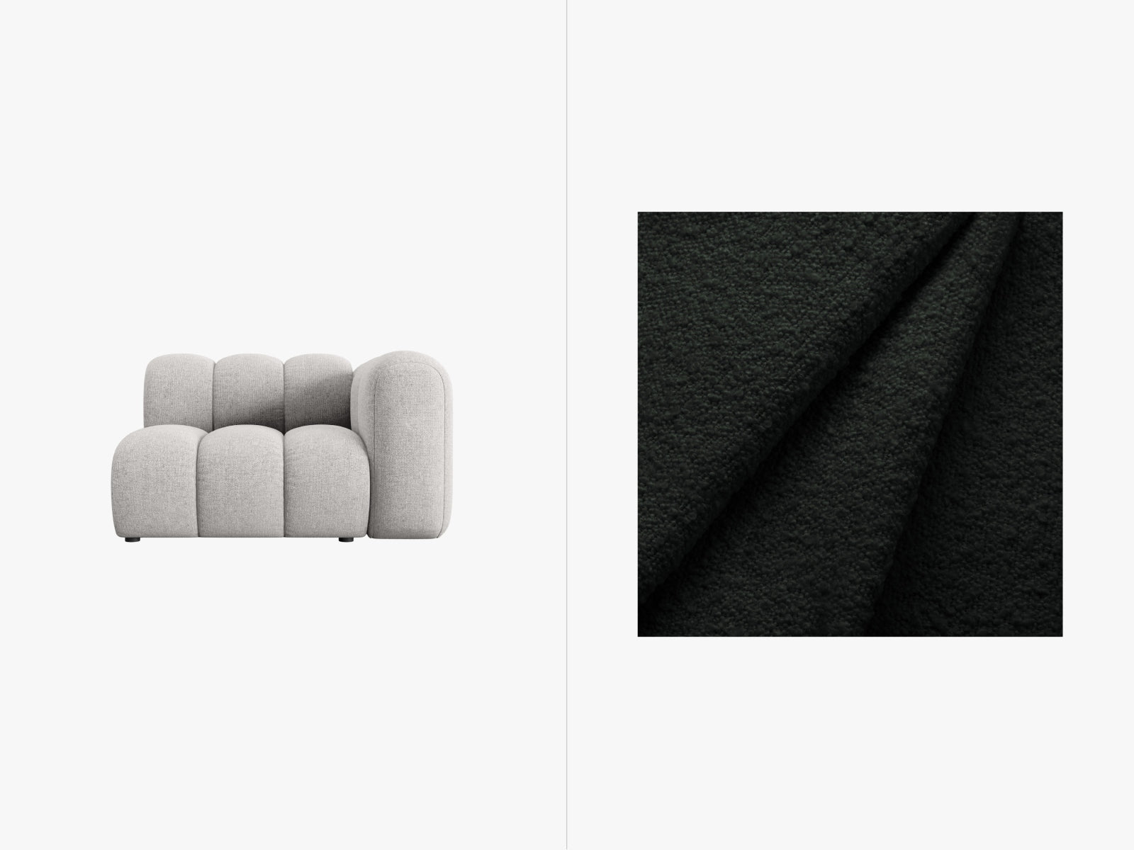 Lupine Boucle Modul rechts 1 Sitzer in Black präsentiert im Onlineshop von KAQTU Design AG. Modulares Sofa ist von Micadoni