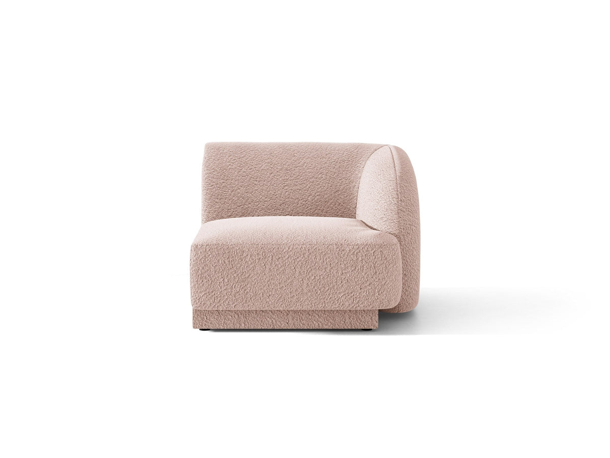 Miley Einsitzer von Micadoni: modulares Sofa-Modul in Dunkelbeige mit Stoffbezug Bluvel 30, schwarzen Kunststoffbeinen und gepolsterter Rückenlehne.