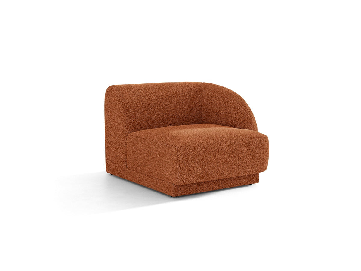 Miley Einsitzer von Micadoni: modulares Sofa-Modul in Dunkelbeige mit Stoffbezug Bluvel 30, schwarzen Kunststoffbeinen und gepolsterter Rückenlehne.