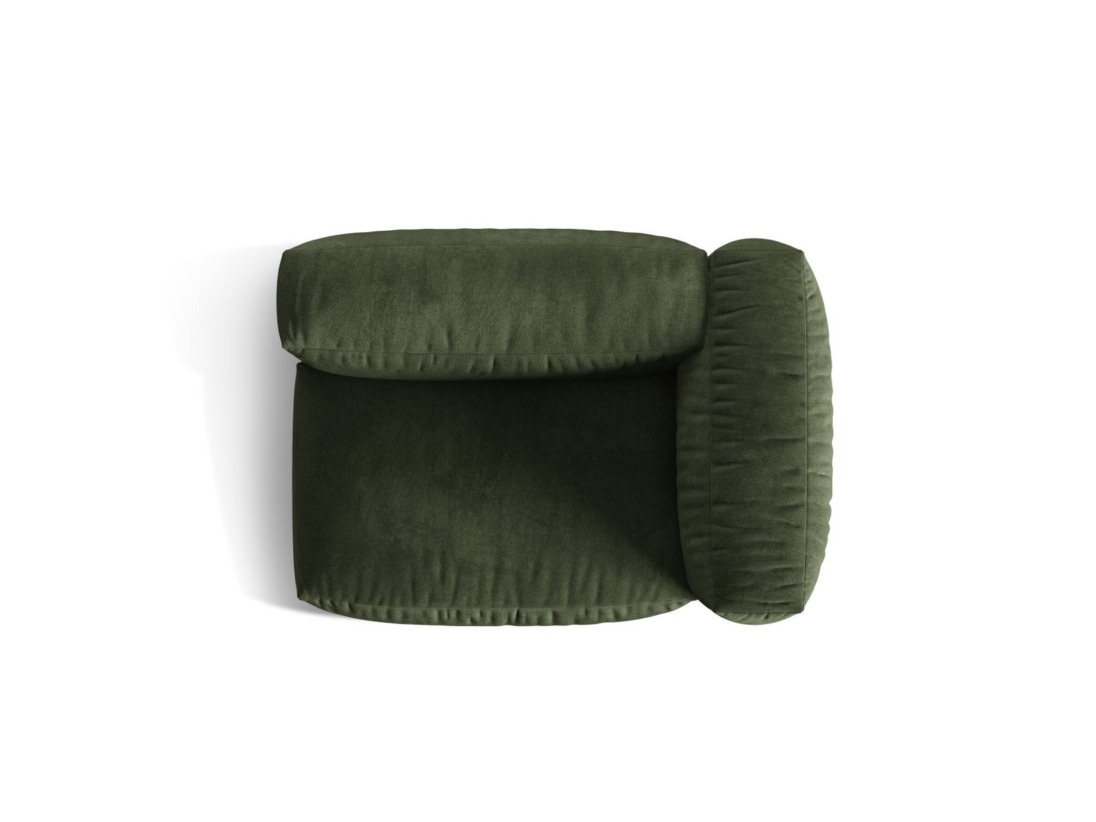 Eleganter rechter 1-Sitzer Martina Modul in luxuriösem Veloursgrün, ideal für stilvolle Wohnkonzepte und gemütliche Sitzgelegenheiten.