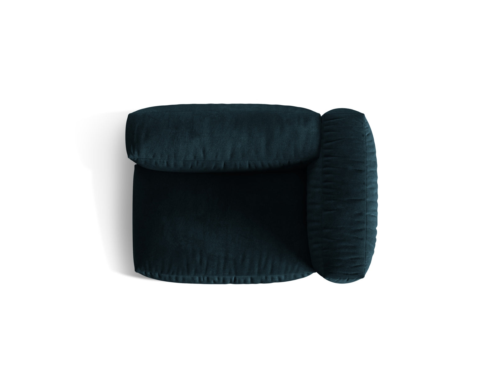 Eleganter rechter 1-Sitzer im samtigen Deep Petrol-Vogue, ideal für stilvolle Wohnräume und kombinierbar mit anderen Modulen des Martina Sofas.