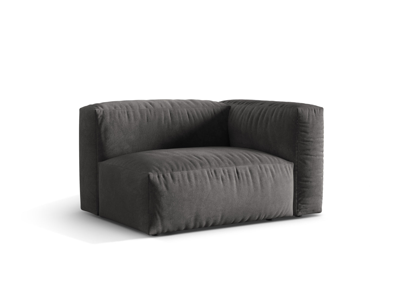 Rechtsseitiges 1-Sitzer Modul "Martina" in elegantem Veloursgrau, Teil des modularen Sofas von Micadoni, ideal für stilvolle Wohnräume.
