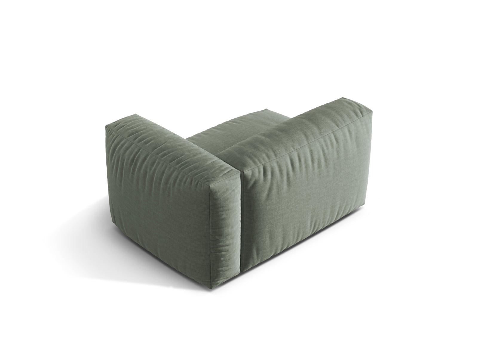 Stylischer 1-Sitzer Martina Modul rechts in Moss Green-Boston, perfekt für moderne Wohnkonzepte und vielseitige Raumgestaltung.