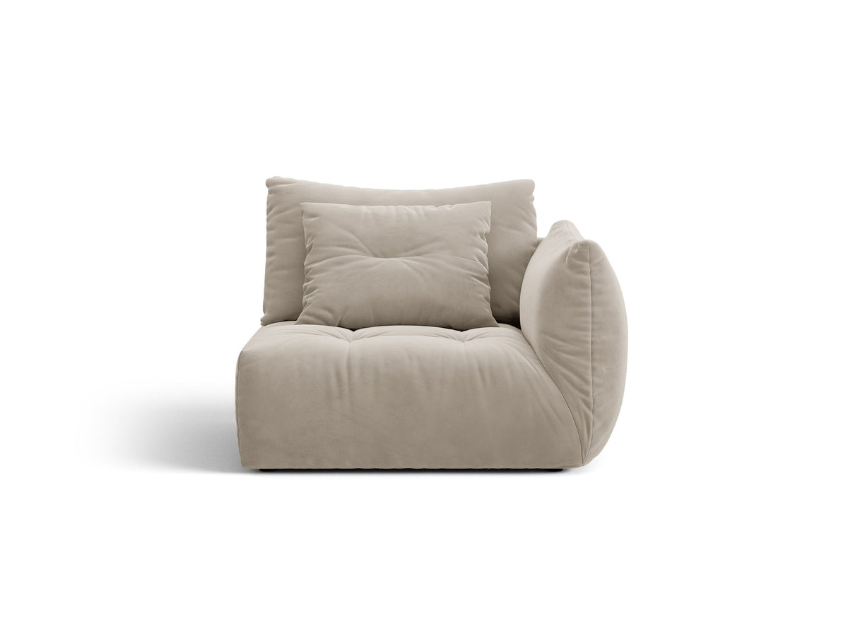 Modulares Sofa Bloom Modul von Micadoni in Leichtes Beige mit Casino-Stoffbezug aus Velours und schwarzen Kunststoffbeinen.